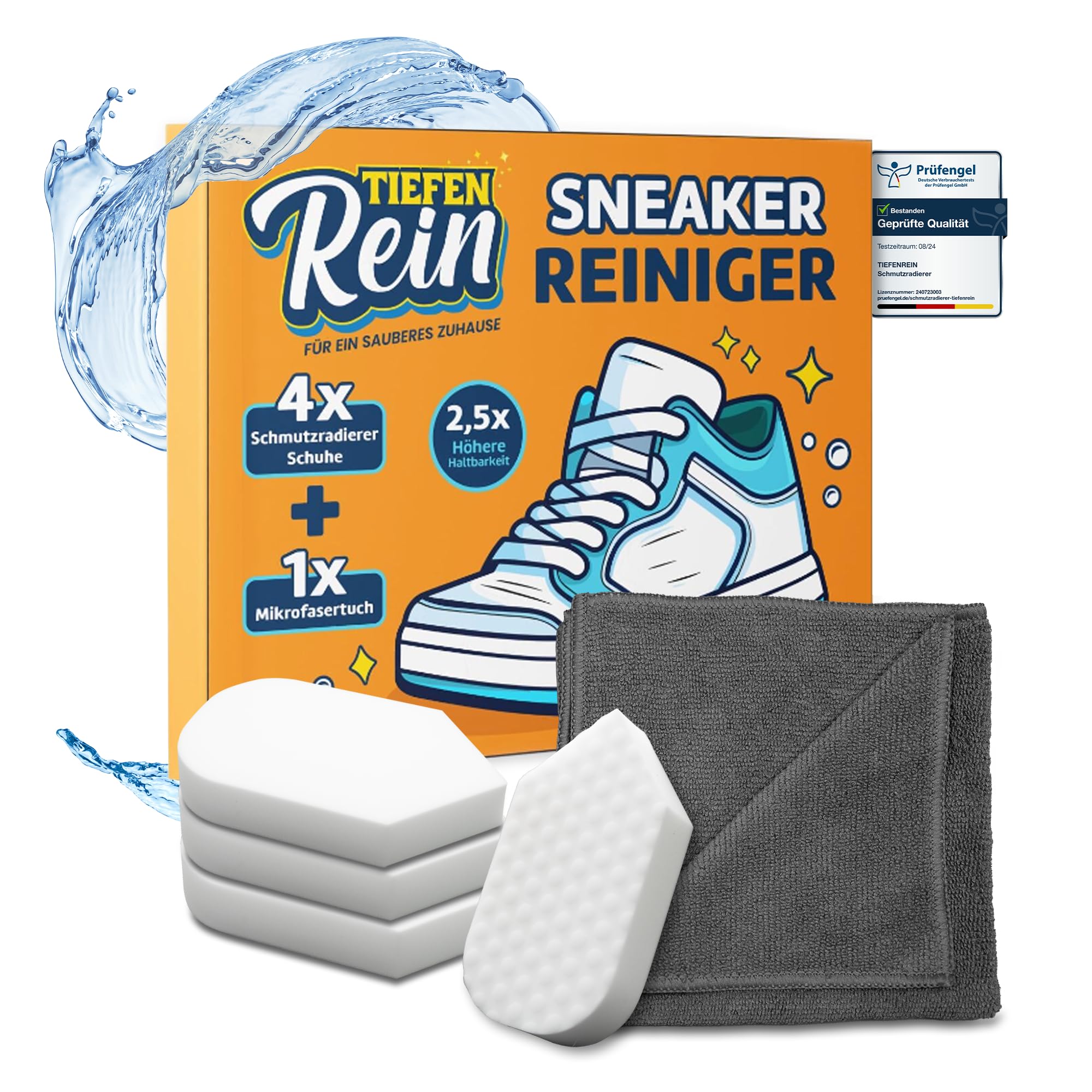Premium Schmutzradierer Schuhe | 4 Stück Sneaker Reiniger Weiß - Radierschwamm mit 2,5X höherer Haltbarkeit | Zauberschwamm und Sneaker Cleaner | Schuhschwamm als Schuhputzset & Schuhreiniger