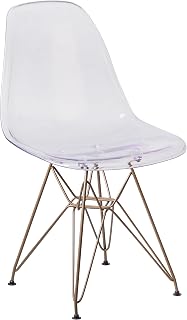 Flash Furniture Elon Series Ghost Chair with Gold Metal Base