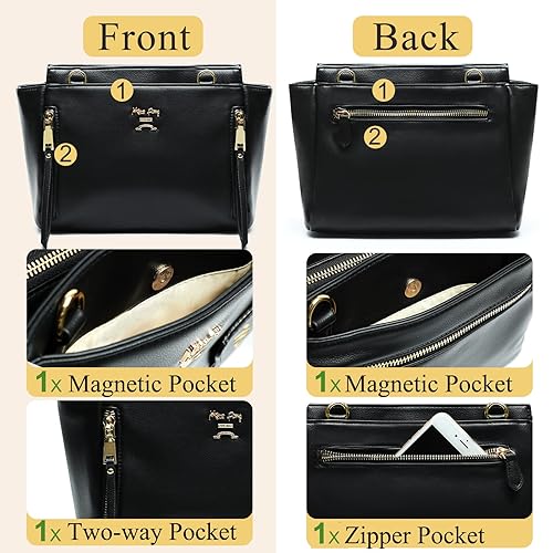 Miniatura 7 de miss fong Bolsa de pañales Mochila para pañales de bebé, bolsa de pañales de cuero grande Mochila y bolsa cruzada