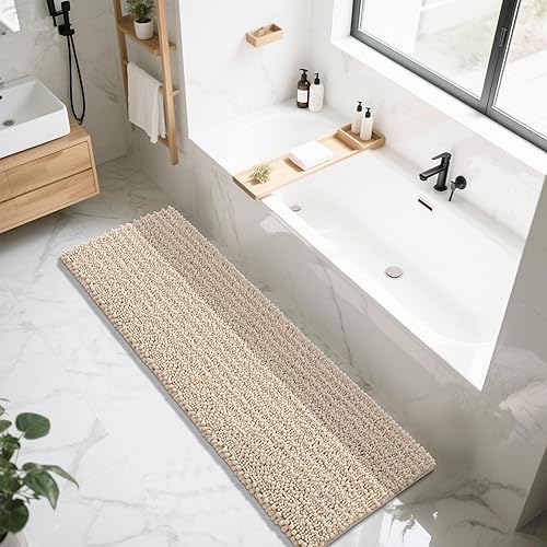 Miniatura 645 de Yimobra - Tapete de baño largo de felpilla, grande de 55.1 x 24 pulgadas, microfibra gruesa, absorbente, extrasuave, antideslizante, peludo, lavable
