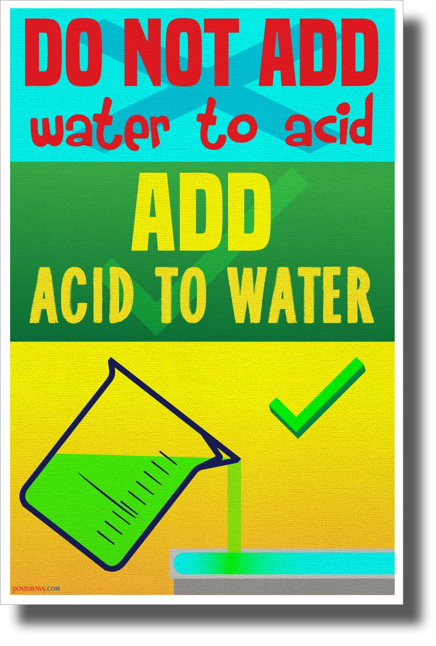 DO NOT Add Water to Acid - New Classroom Science Chemistry Safety Poster