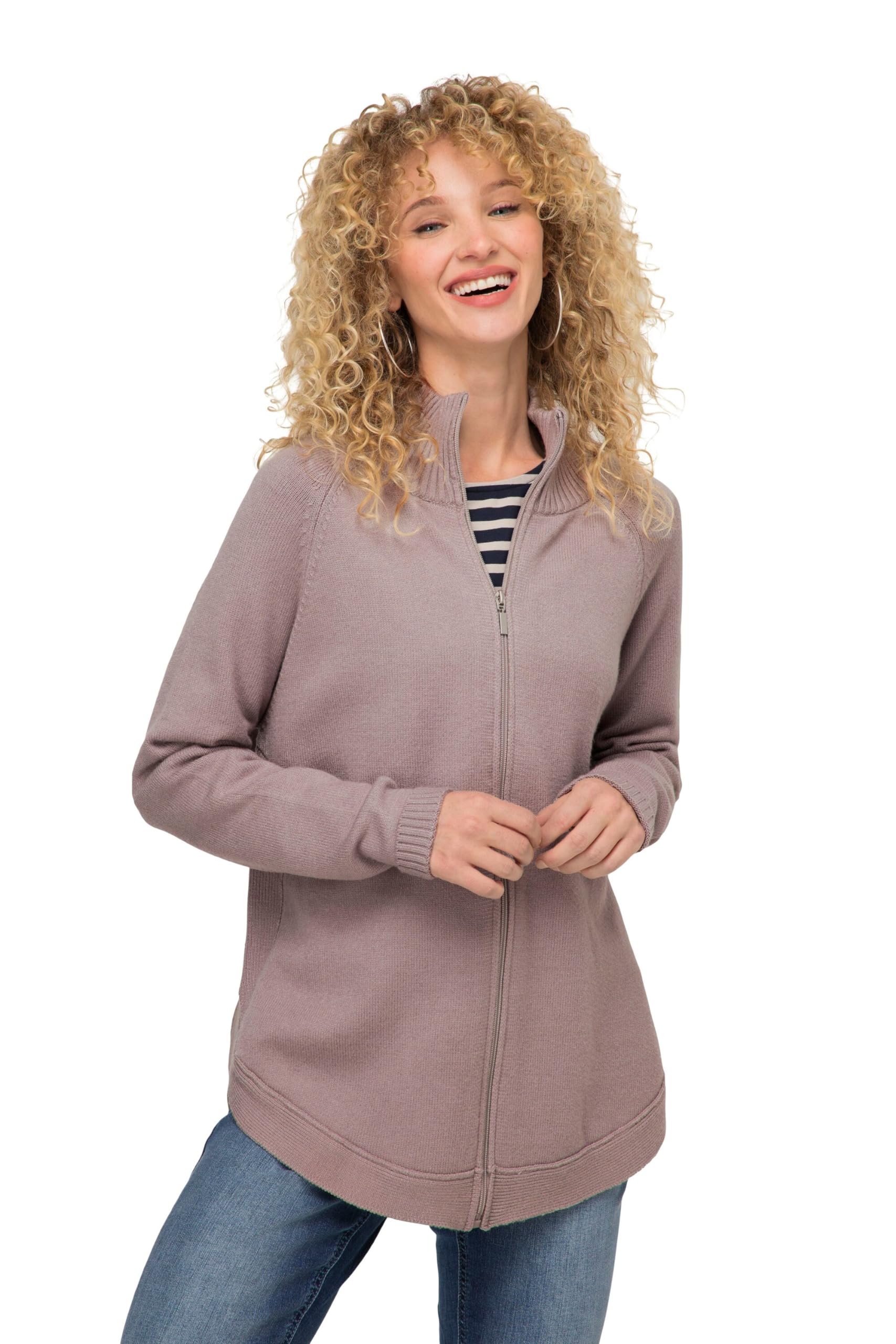 Laurasøn Strickjacke, Stehkragen, Zipper, Seitenschlitze, Langarm 821797