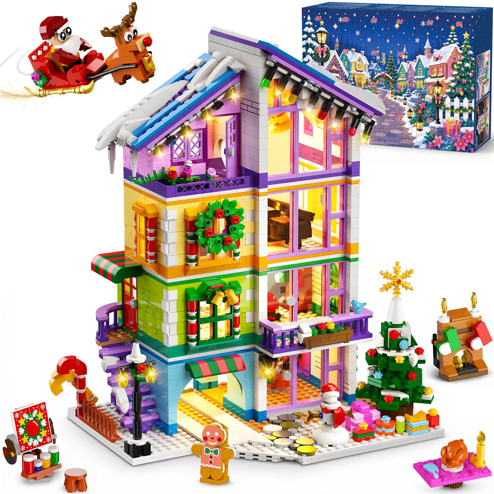 HOGOKIDS Advent Calendar 2026 Girls House Mini Building Toy with LED Light
