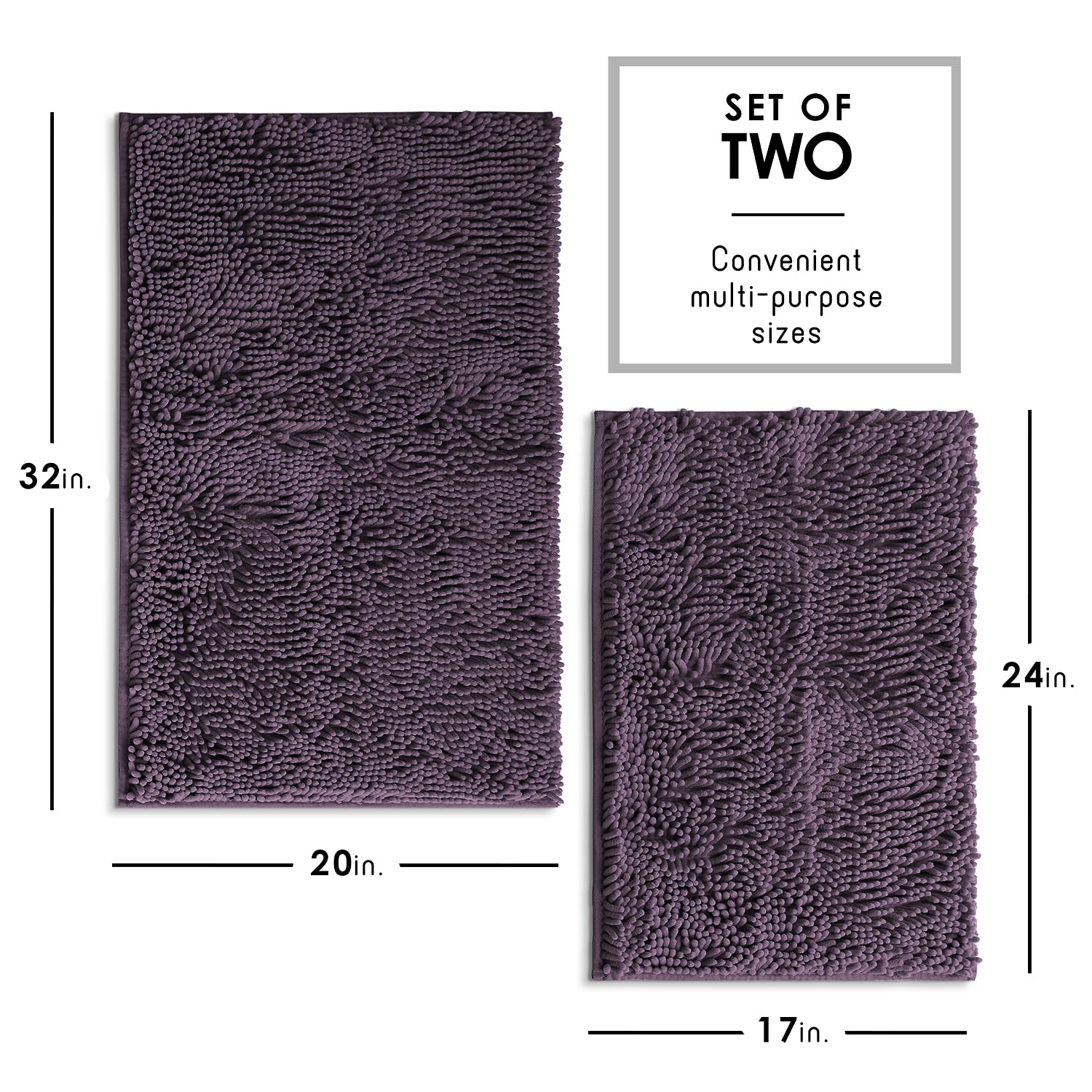 Hearth & Harbor Bathroom Rugs, Chenille Bath Mat, Machine Washable Bath Mats for Bathroom Non-Slip Backing Rubber - Image 3