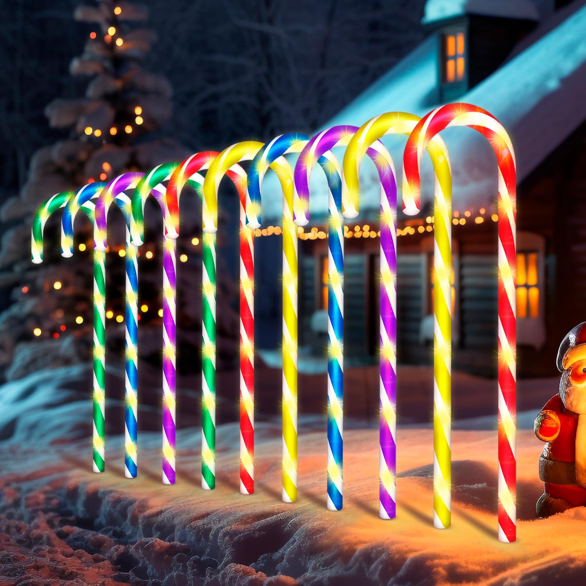 Amazon.com : WeGuard 10PK Christmas Candy Cane Pathway Lights