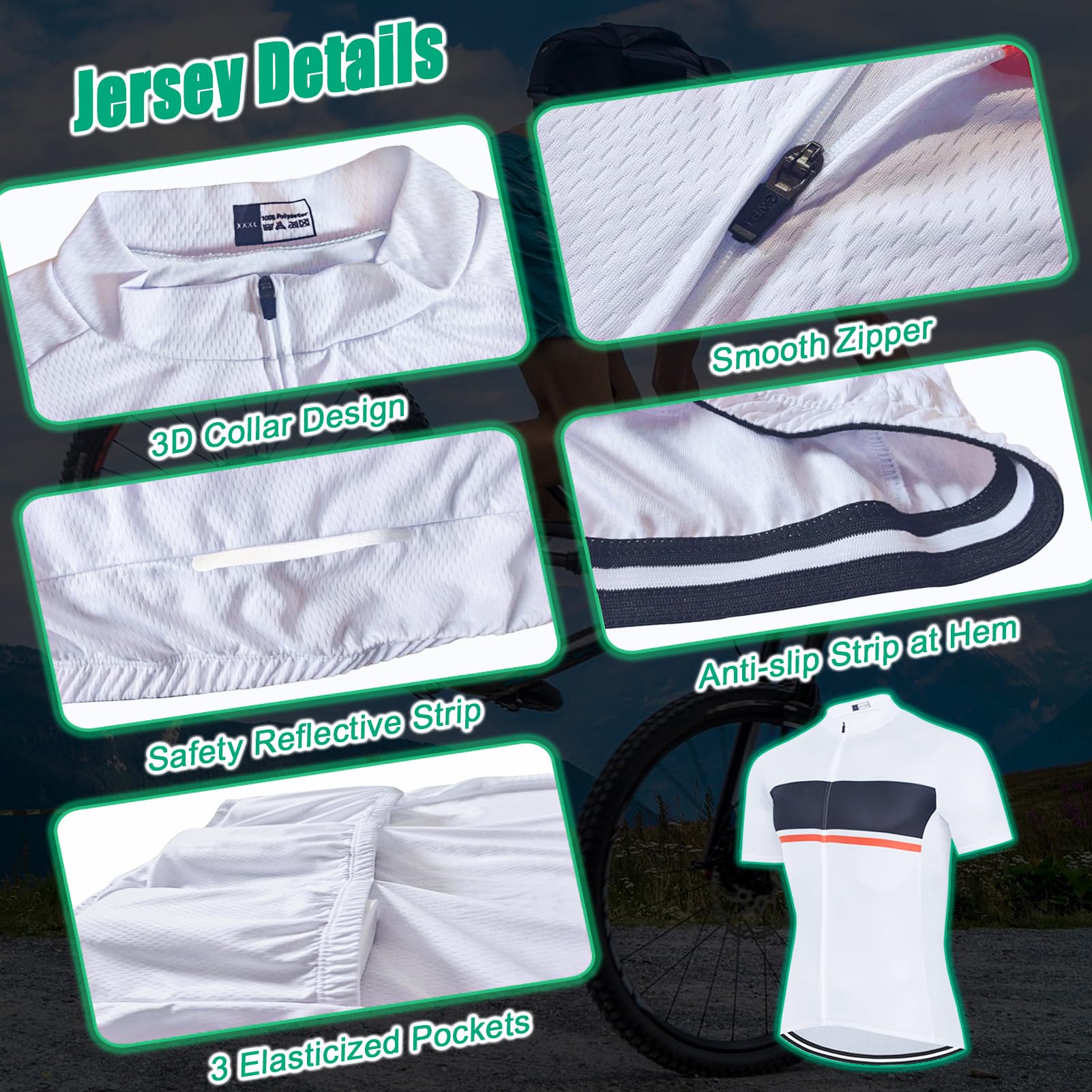 Vêtements Cyclisme Maillot de Velo VTT Homme Été,Tenue Cycliste Manche Courte MTB Jerseys Shirt et Cuissard à Bretelle avec 9D Coussin Gel,Ensemble Combinaisons de Cycling Respirant Séchage Rapide