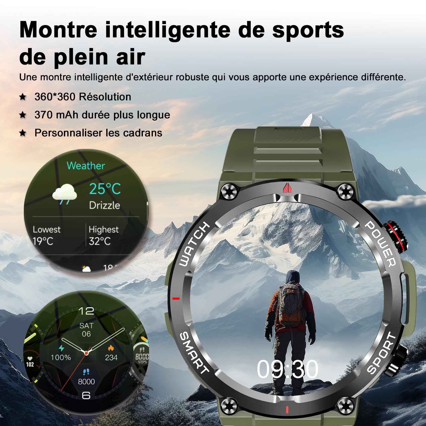 Blackview Montre de Fitness 1,39 Pouces pour Hommes et Femmes avec Saturation en oxygène du Sang et Surveillance du Sommeil, 100 Modes Sportifs, étanchéité IP68 (Disponible pour iOS et Android).
