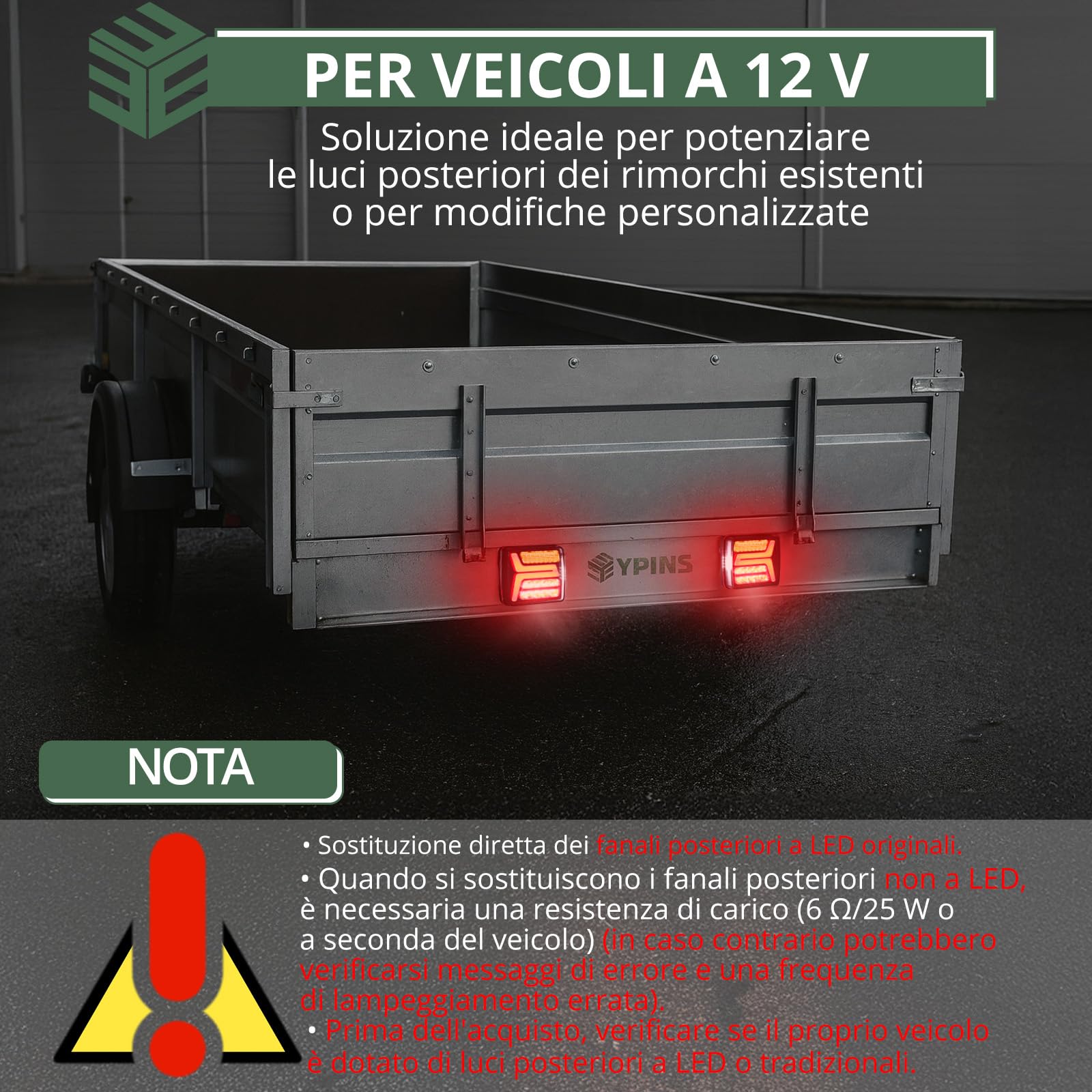 EYPINS 35 LED Luci Posteriori per Rimorchio Senza Fili,IP67 Impermeabile,Cavo da 25cm,12V Kit Fanali Posteriori per Rimorchio,Trattore,Caravan,E9 R148 R10