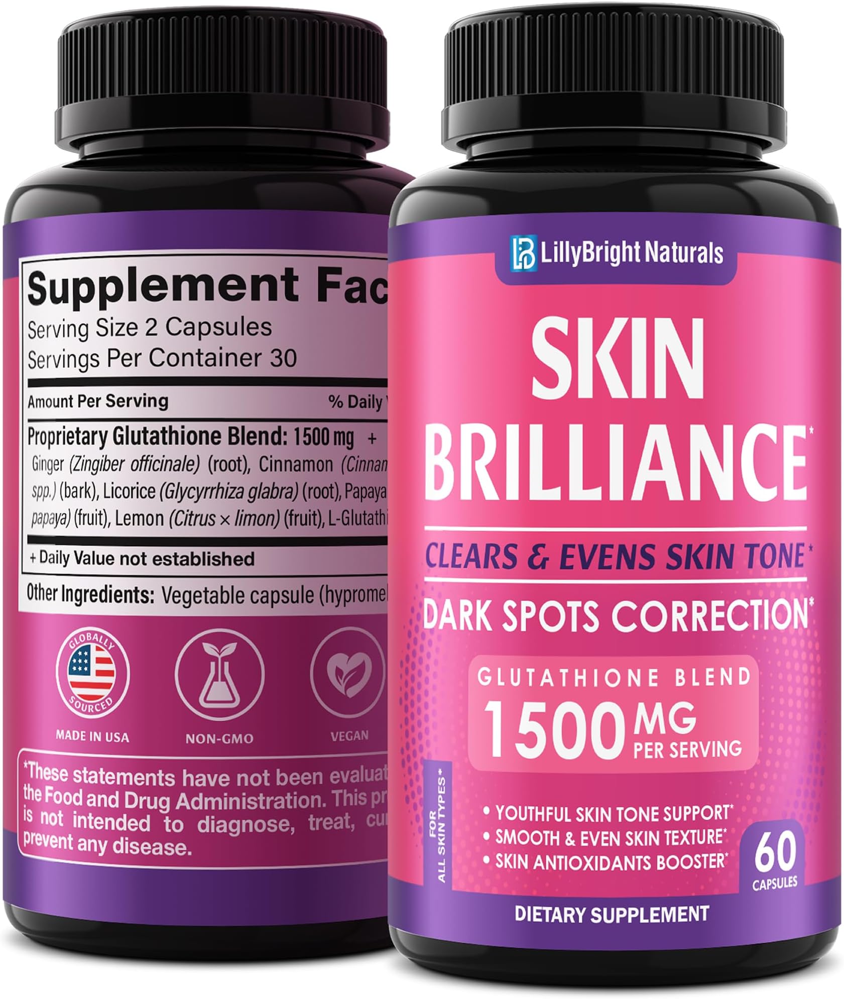 Glutathione Whitening Pills - 2000mcg Glutathione - Better than Skin Lightening Cream - Dark Spots & Acne Scar Remover, Hyperpigmentation Treatment - Anti-aging Effect and Powerful Antioxidant - 60