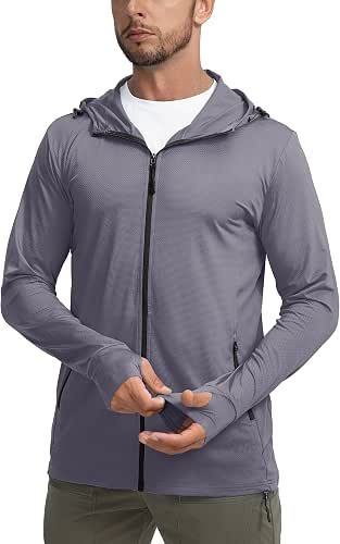 Men's UPF 50+ Light Jacket Full Zip Sun Protection Hoodie