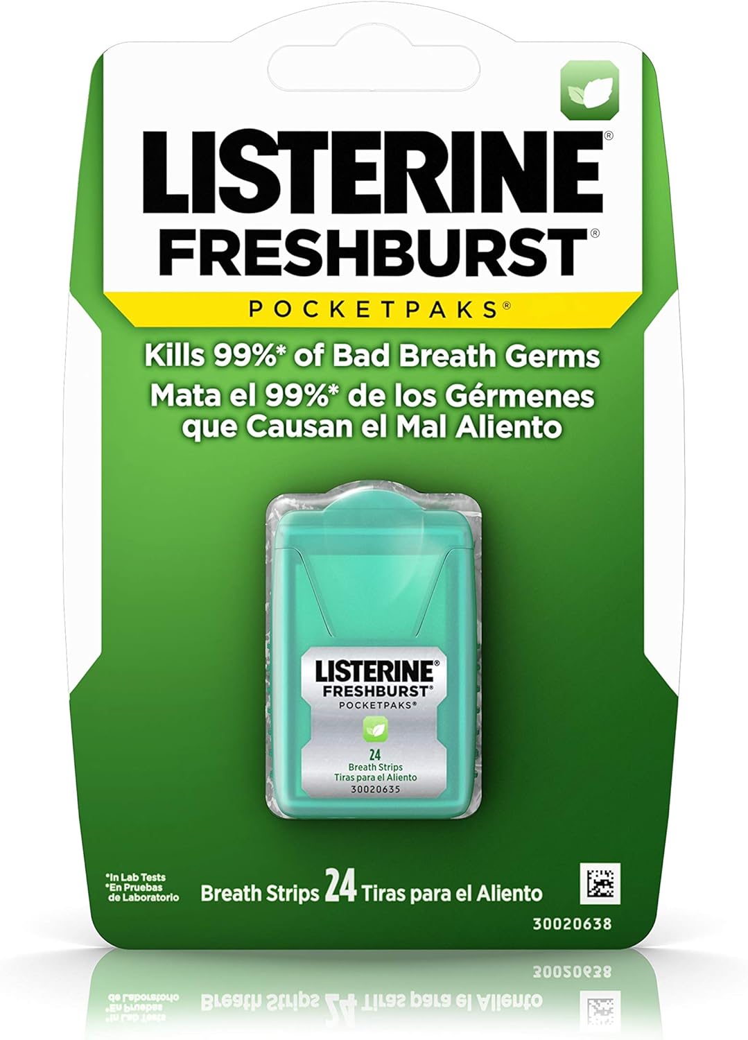 Listerine Freshburst Pocketpaks Fresh Breath Strips, Mint Breath Refresher Strips Portable Pack, Freshburst Spearmint Flavor, 24-Strips (Pack of 9)