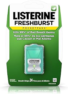 Listerine Freshburst Pocketpaks Fresh Breath Strips, Mint Breath Refresher Strips to Kill 99% of Bad Breath Germs, Portable Pack, Freshburst Spearmint Flavor, 24-Strips