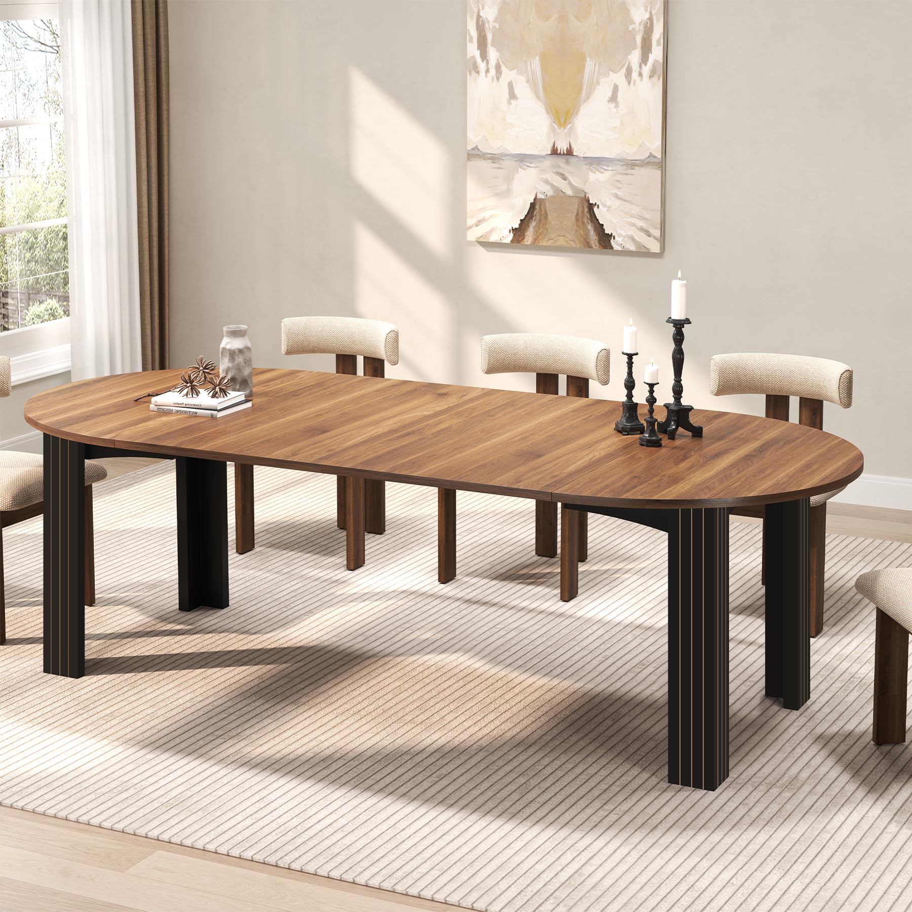 Amazon.com - Epecoya Round Extendable Dining Table for 4-8 People