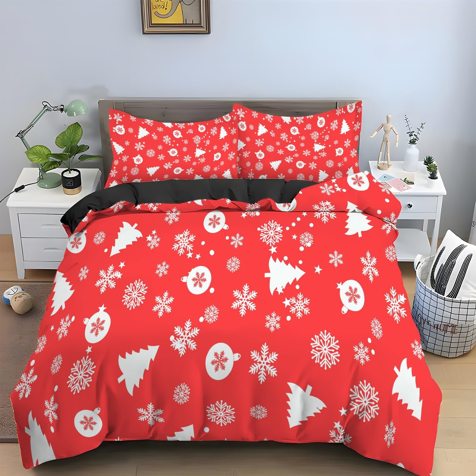 Housse de couette 160x200 rouge de Noël pour réchauffer l'ambiance de votre chambre en hiver