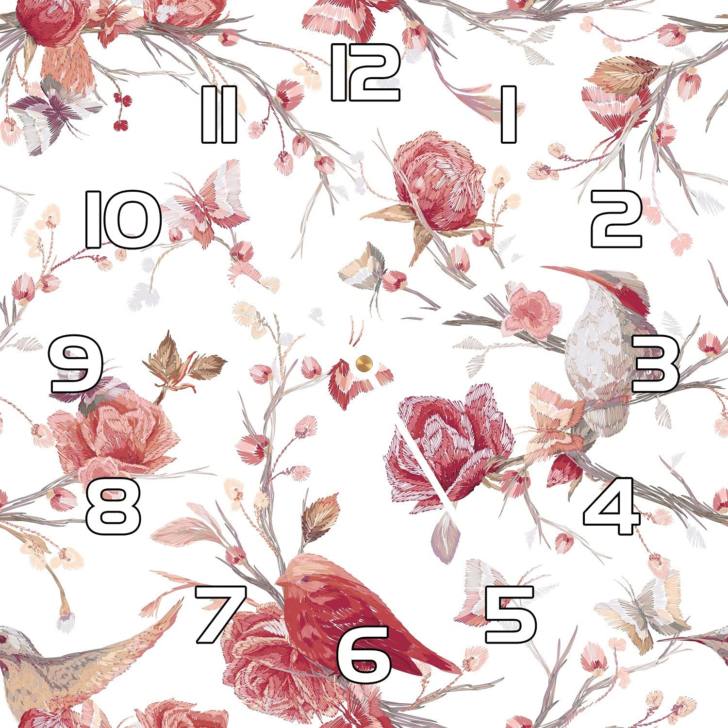 Horloge cuisine verre motif oiseaux 30x30 cm pour une ambiance sereine et naturelle