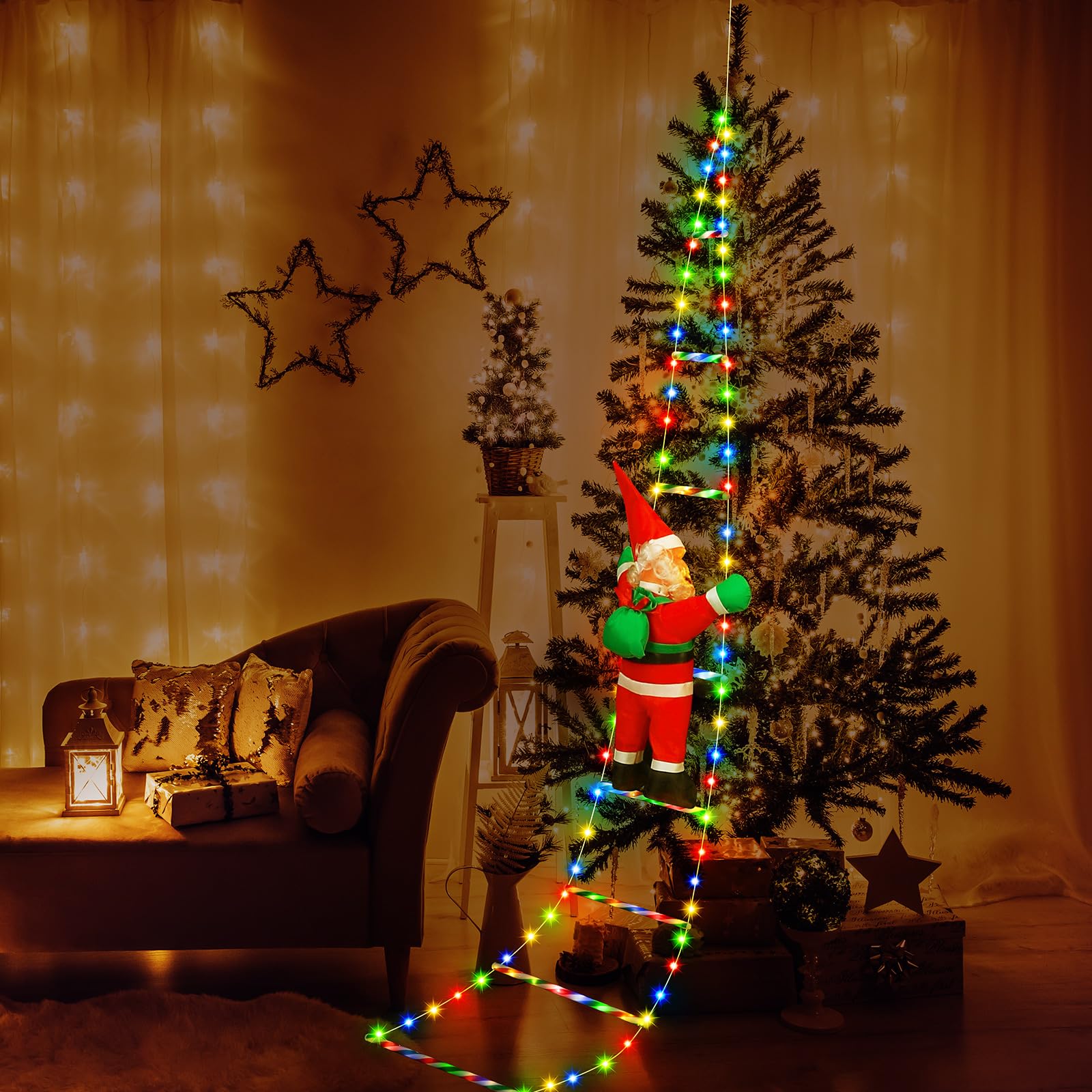 Amazon｜Baquler 7フィート クリスマス装飾ラダーライト 20インチ