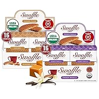 Vista 1 de Stroopwafels orgánicos certificados sin gluten por Swoffle - Relleno de caramelo y vainilla francesa (2) estuches, (16) de cada sabor Obleas