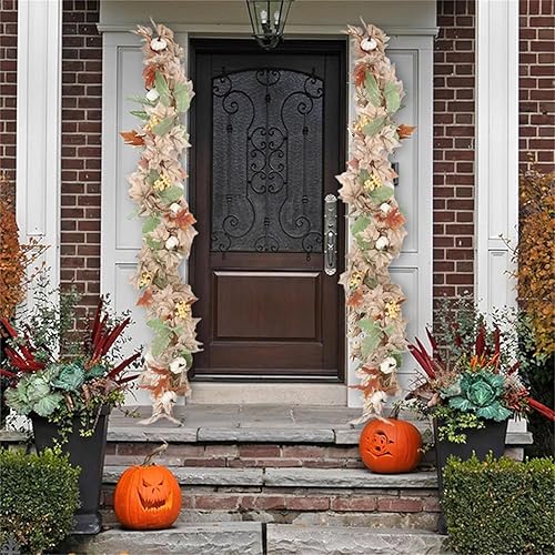 Miniatura 2 de Guirnalda de hojas de arce de otoño, guirnalda artificial de vid colgante de 6 pies8.85 pies, guirnalda de hojas de arce, calabaza, bayas,