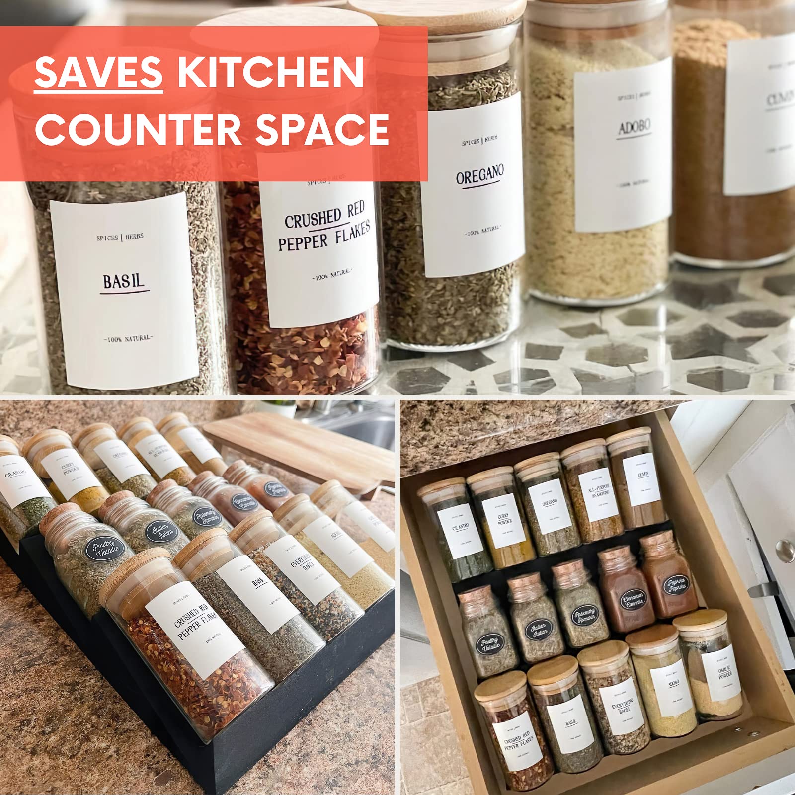 Gewürz-Organizer Für Schubladen - 4-teilig, Acryl, Stapelbar