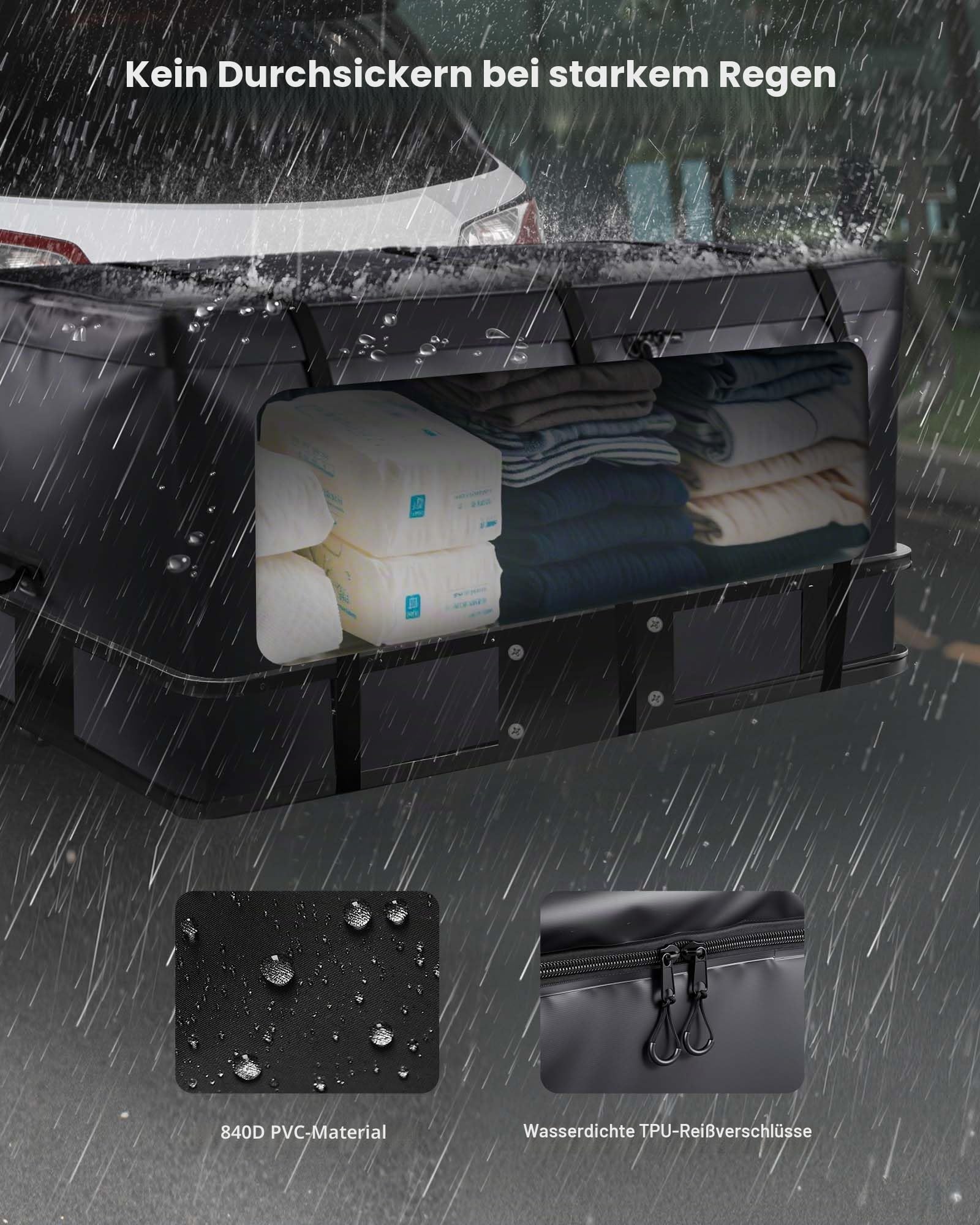 VEVOR Gepäckträgertasche für Anhängerkupplung aus wasserdichtes 840D-PVC (0,71 m³), Gepäcktasche zur Aufbewahrung auf der Ladefläche von Lkws mit verstärkten Gurten für PKW SUVs Vans Schwarz