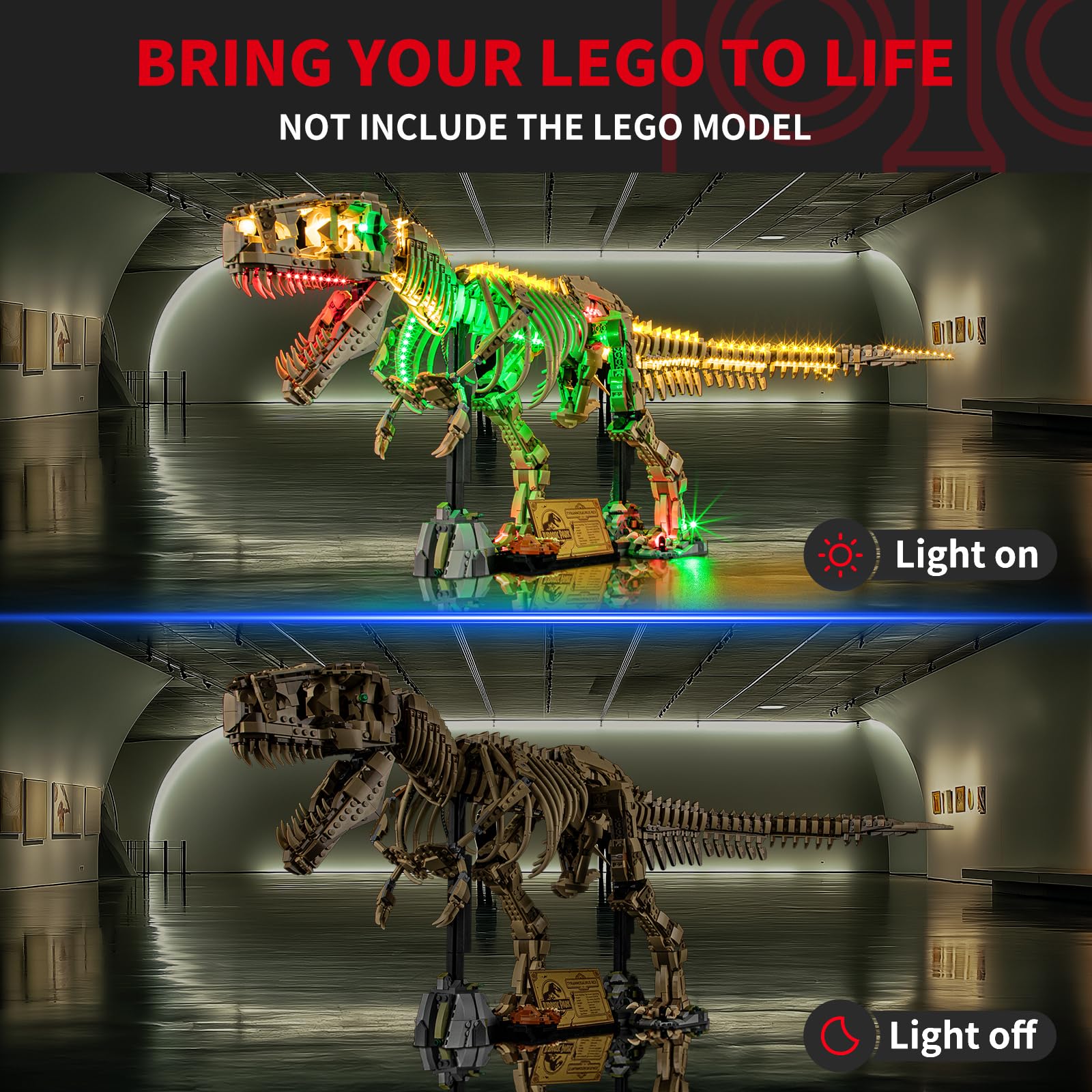 BRIKSMAX 2.0 Light Kit for Lego-Dinosaur Fossils: Tyrannosaurus rex -Innovative Led Lighting Compatible with Jurassic World 76968 - Image 2