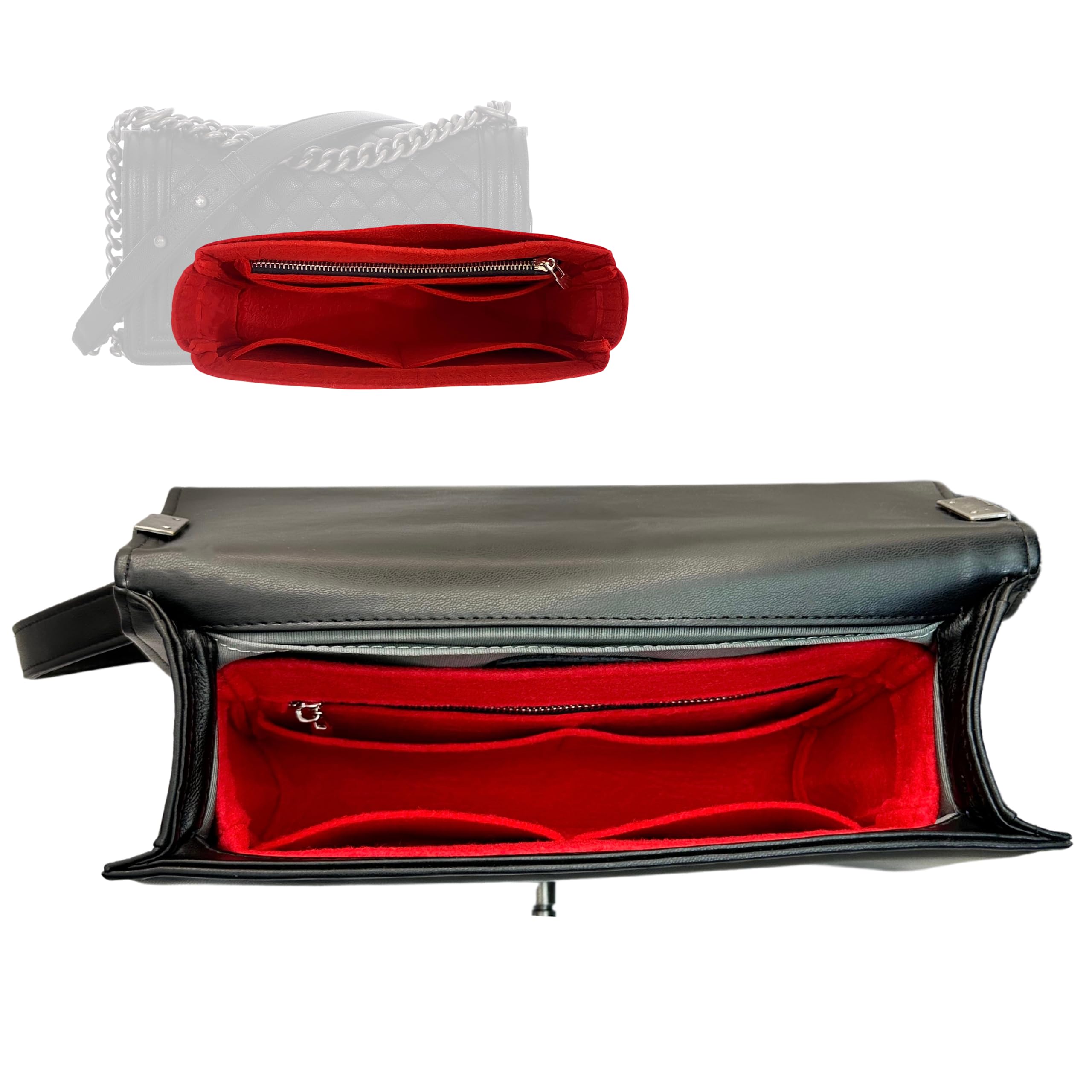 Divitize Premium Organizer for Boy Bag Organizer, Small Boy Bag Insert Medium, Boy Bag New Medium Insert, Old Medium Boy Bag Insert, Handmade 2mm Thick Felt Snug Sturdy (For Old Medium Boy Bag, Beige)