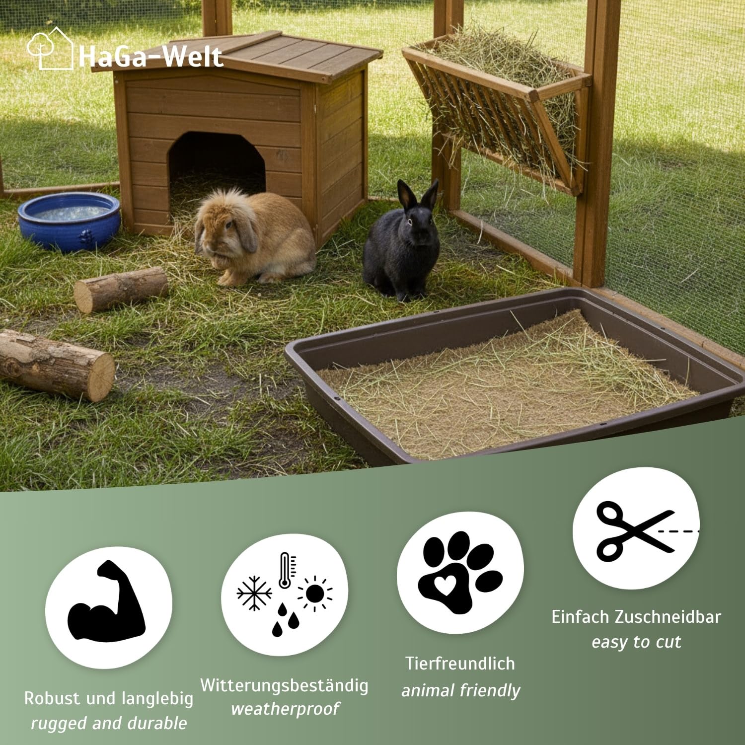 HaGa® Tapis en chanvre 500 g/m² en 0,65 m x 5 m | Tapis de litière durable pour cage de petits animaux | Tapis en chanvre respirant, support parfait pour la litière de petits animaux, 100 % chanvre