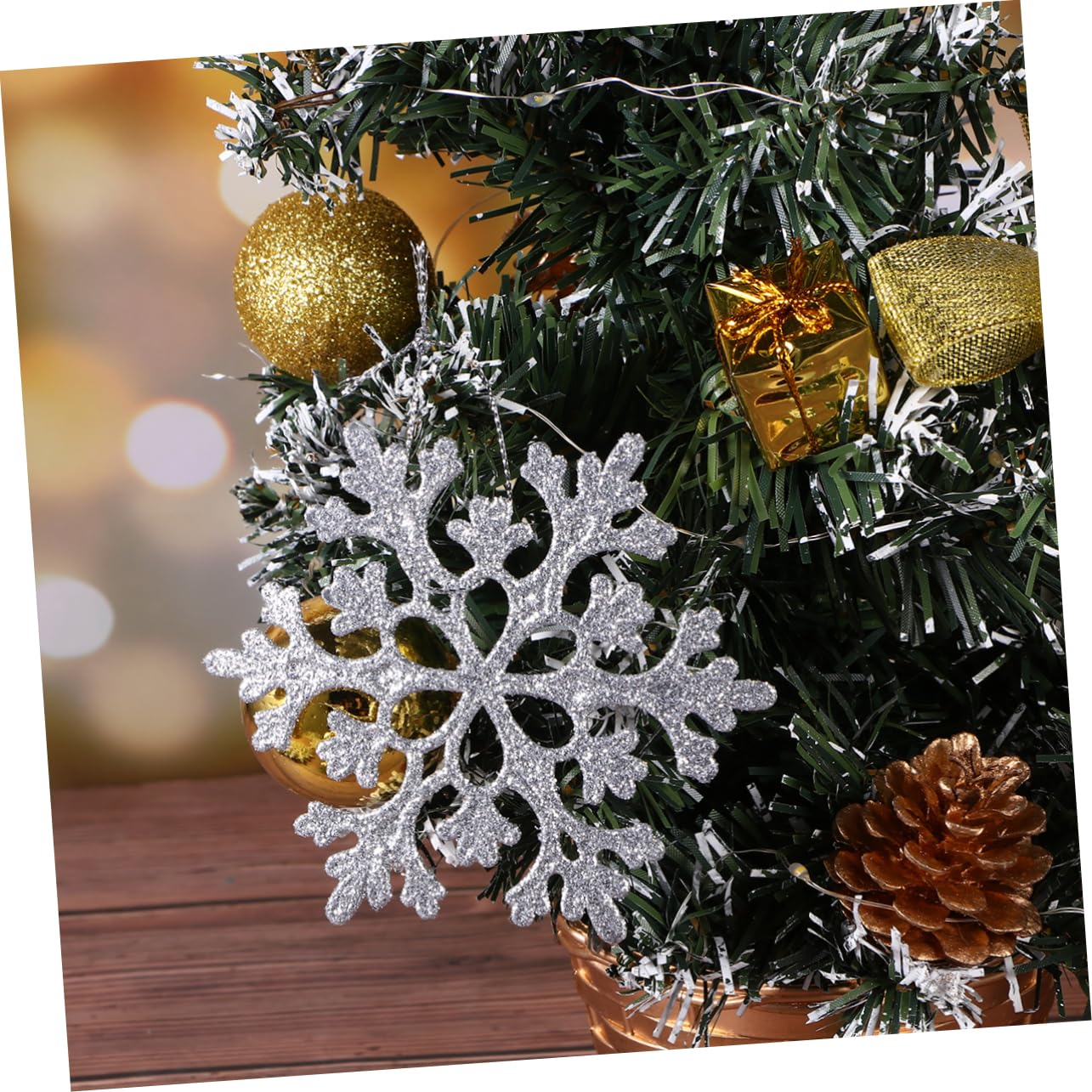 PRETYZOOM 3 Juegos de Elegantes Colgantes para Árbol de Navidad con Lentejuelas Y de Nieve Plateados Unidades X 3