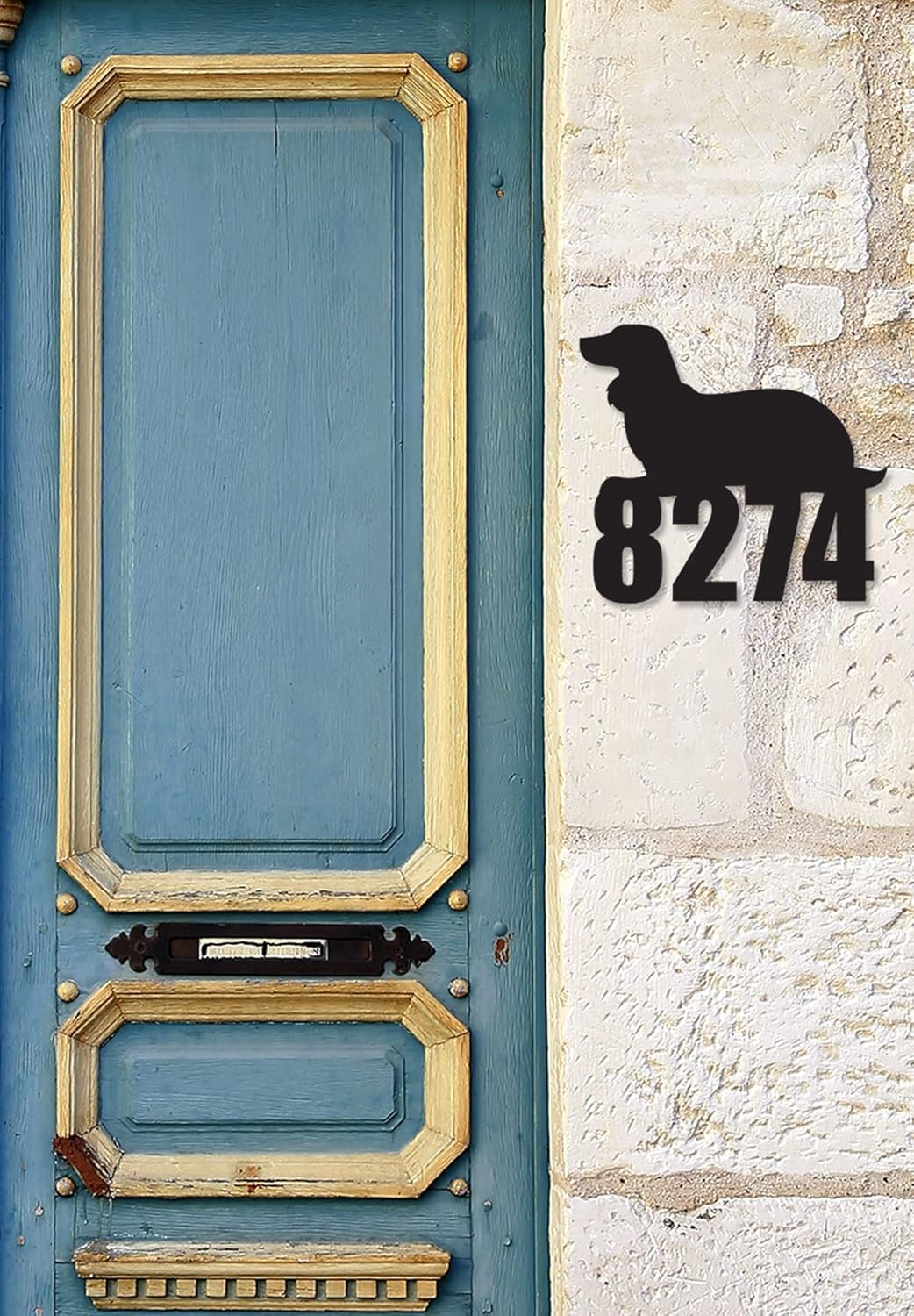 Metal Address Number Sign Wall Art and Decor, Modern Address Plaque Metal Wall Art, Outdoor Home Decoration, New Home, Housewarming Gift (Dog Address Sign)