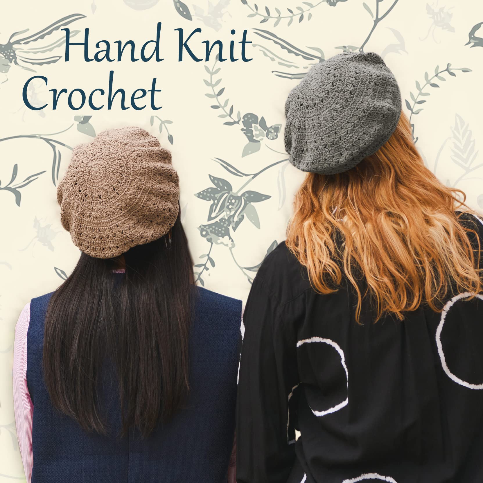 Chapeau Femme Bonnet Beret Casquette - Béret Basque D'été 100% Coton Tricoté Fait Main Crochet Souple