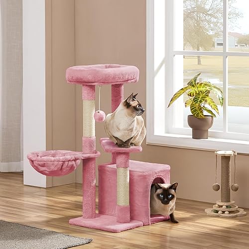 Miniatura 2 de Yaheetech Árbol para gatos, torre para gatos de 34 pulgadas para gatos de interior, muebles de condominio de varios niveles para mascotas, cama para