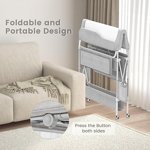 Miniatura 6 de Cambiador de pañales portátil para bebé, estación de cambio de pañales plegable, cambiador impermeable, estación de cambio ajustable en altura para
