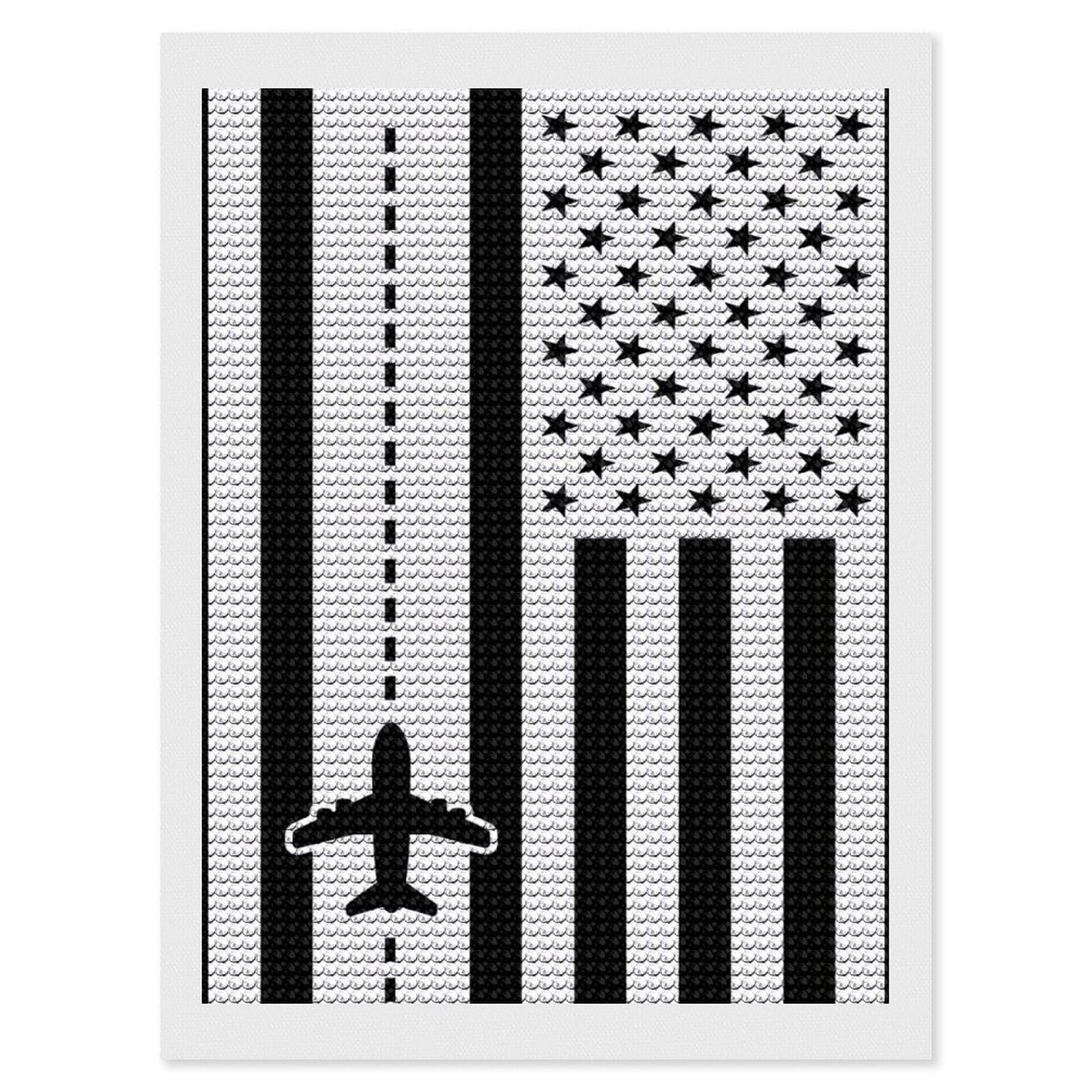 Nclqvjxzkhw Style Airplane Pilot Us Am-Ericans-Flag Diamond Art Painting For Adult Round Diamonds Pictures Arts Crafts Home Wall Decor 12"X16"
