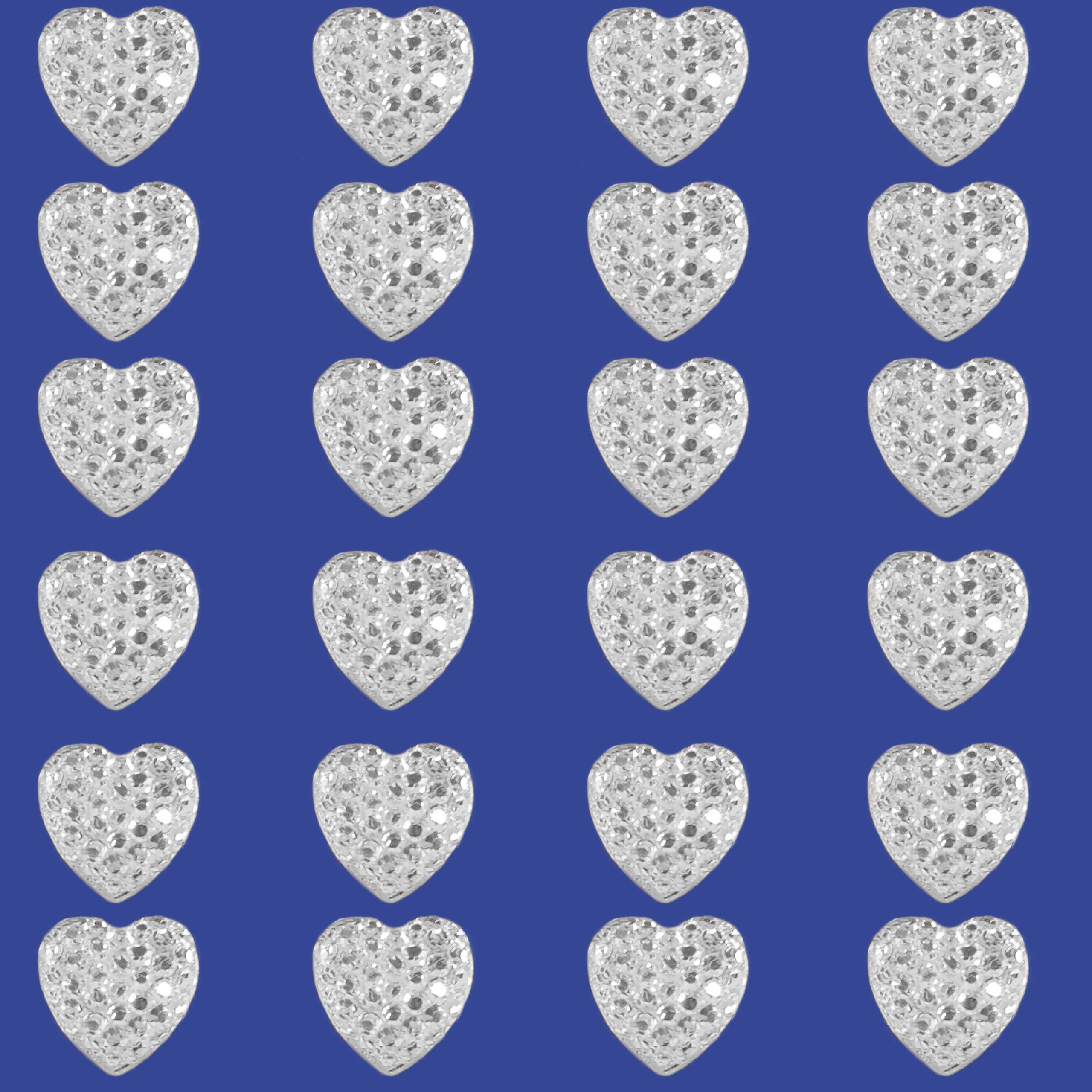 Pebble Eleven Silver Small Self Adhesive Crystal Gem Stickers (24Pcs Heart 10Mm)