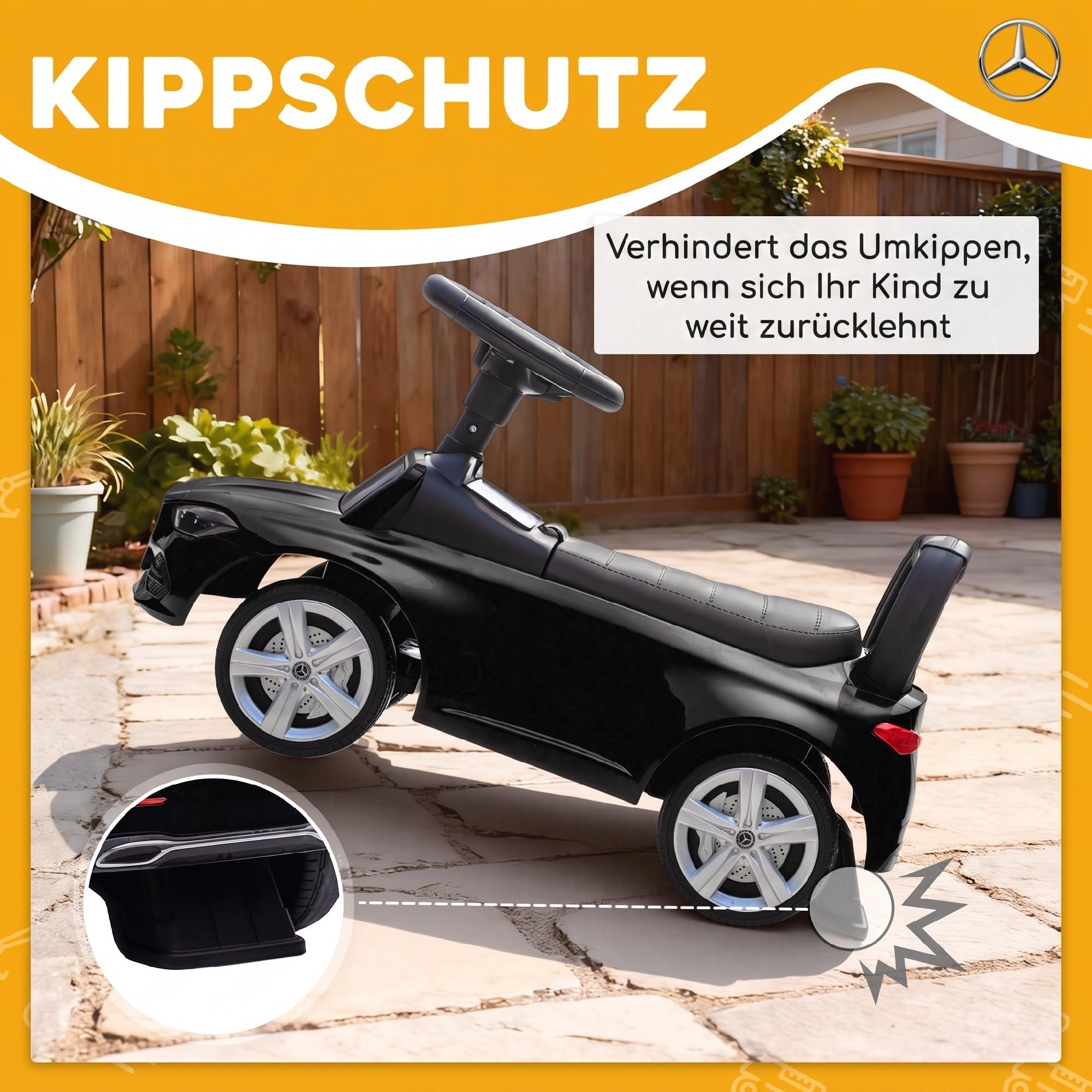 AIYAPLAY Mercedes-Benz C-Class auto jezdne dla dzieci 18-36 mies. Czarny