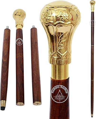 Réplica de Bat Masterson latón perilla mango bastón para caminar por Humaira Nautical