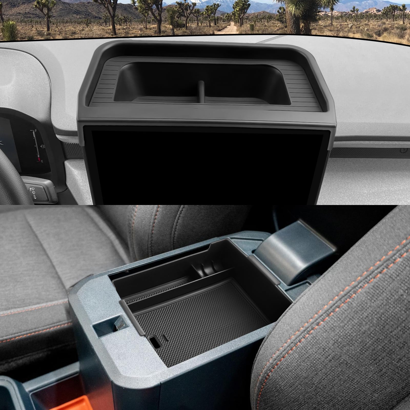 CDEFG 2PCS for 2025 2026 Ford Maverick Center Console Organizer Tray, for 2025 2026 Ford Maverick Accessories Dash Screen Organizer Dashboard Behind-Screen Storage Box