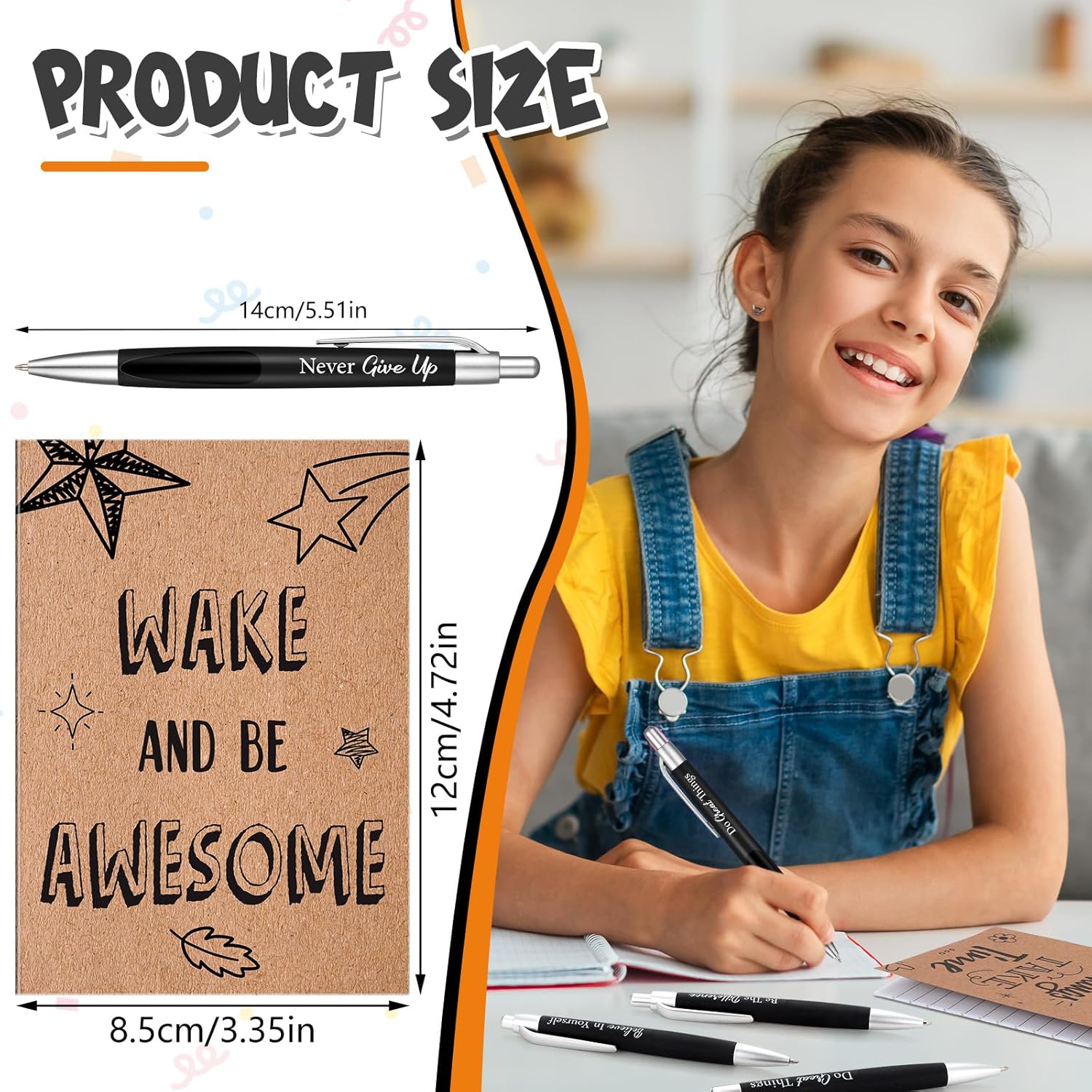 Yeaqee 72 Pcs Motivational Pens Notepads Gifts Set Inspirational Quote Ballpoint Pen Small Notebook Mini Journal Bulk Present Idea for Teacher Coworker Gifts Women Office School(Positive)