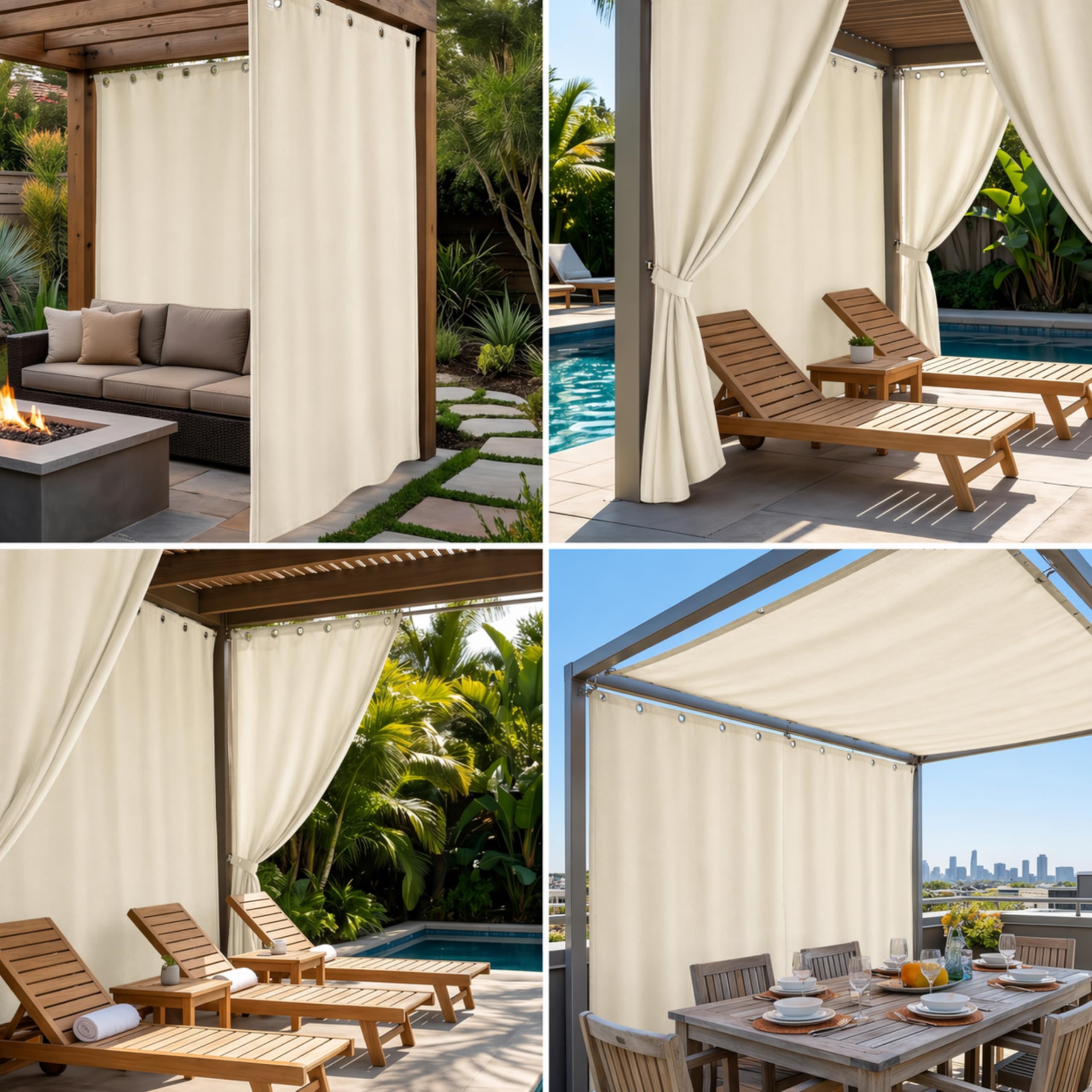 Tenda da Sole a Caduta Beige per Balcone 290x290 cm 1700g, Protezione UV, Verticale per Terrazza e Giardino