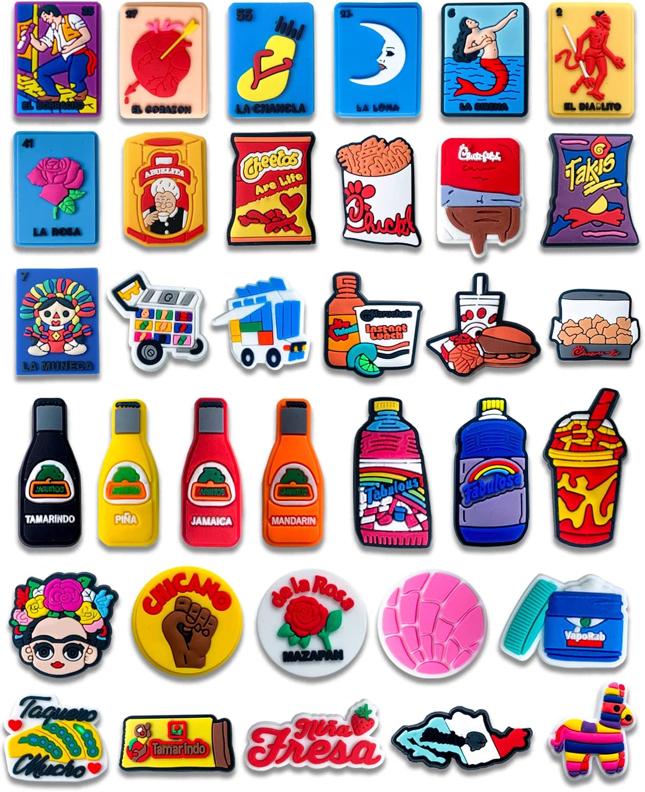 Fohiahfce35 50PCS Mexican Inspired Charms Fits for Clog Sandals Shoes Decoration, Accessories Charms for Adult Men Women Party Favor Gifts