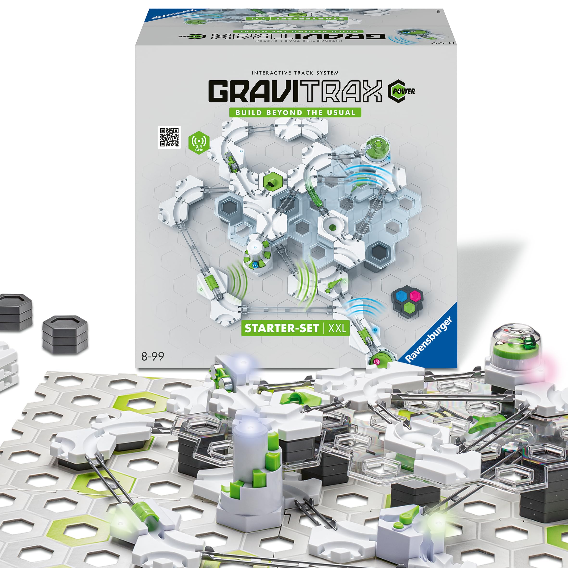 Ravensburger GraviTrax Power Starter-Set XXL. Erweiterbare Kugelbahn mit elektronischen Elementen und Fernsteuerung. Murmelbahn, Lernspielzeug und Konstruktionsspielzeug für Kinder ab 8 Jahren