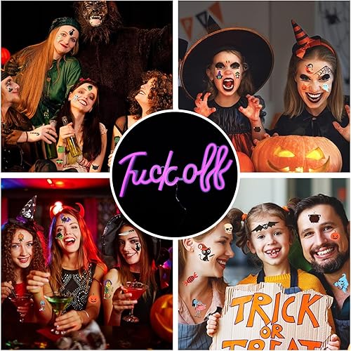 Miniatura 8 de DWOOKE Letrero de neón con texto en inglés "Fuck Off", luz LED de 13.7 x 7 pulgadas, luz de neón con USBbatería, decoración estética de habitación