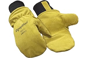 Fleece Lined Fiberfill Insulated Cowhide Leather Mittens, Work Gloves That Keep Your...