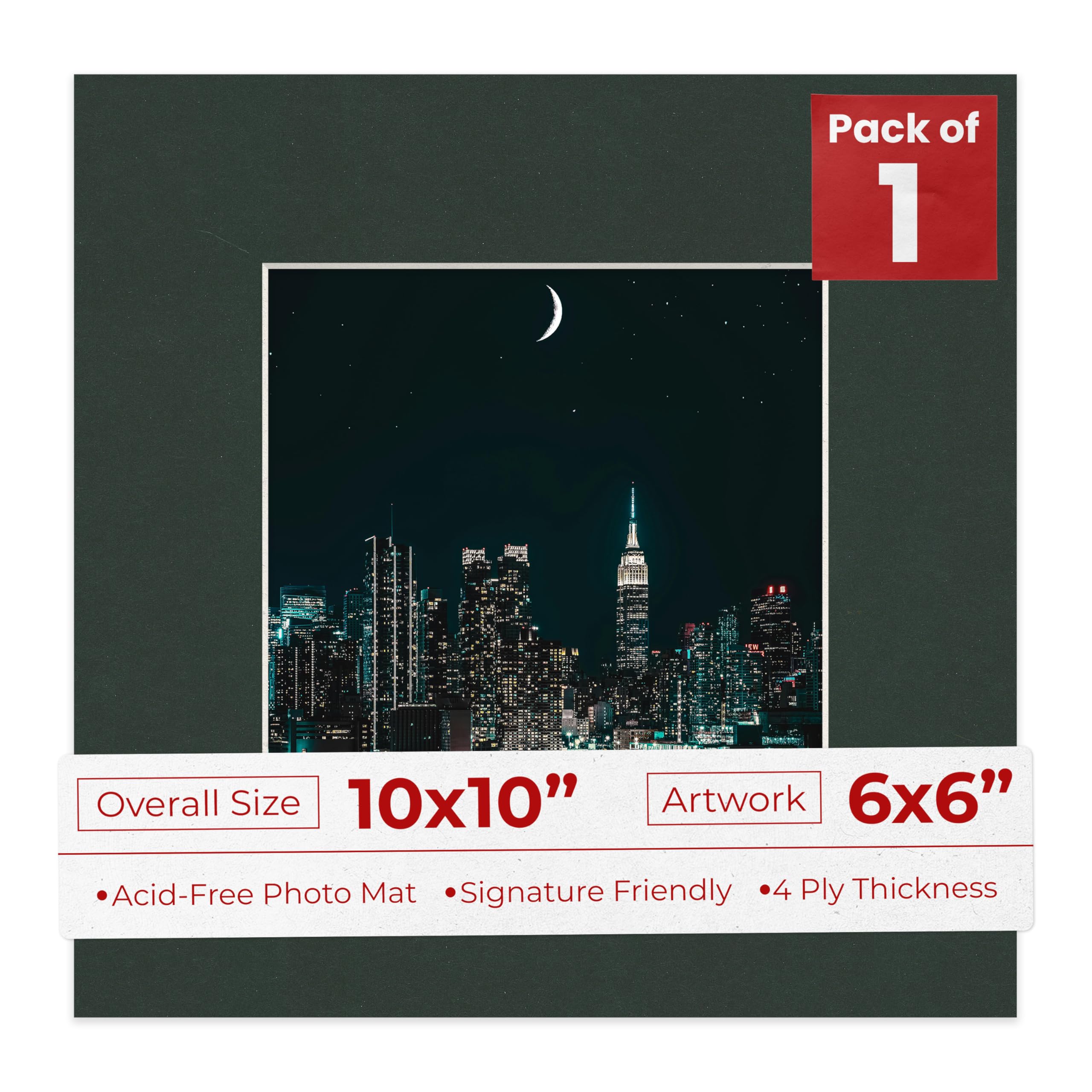 10x10 Mat Bevel Cut for 6x6 Photos - Precut Black Square Shaped Photo Mat Board Opening - Acid Free Matte to Protect Your Pictures - Bevel Cut for Family Photos, Pack of 1 Matboard-image-6