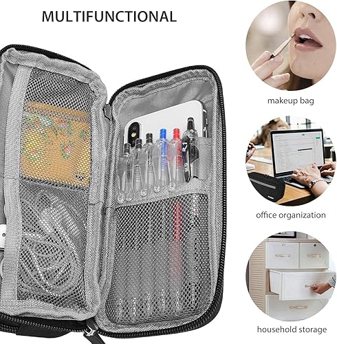 Miniatura 6 de Procase Estuche para lápices de doble compartimento, estuche compacto con múltiples bolsillos, duradero y repelente a la suciedad, niños o niñas,