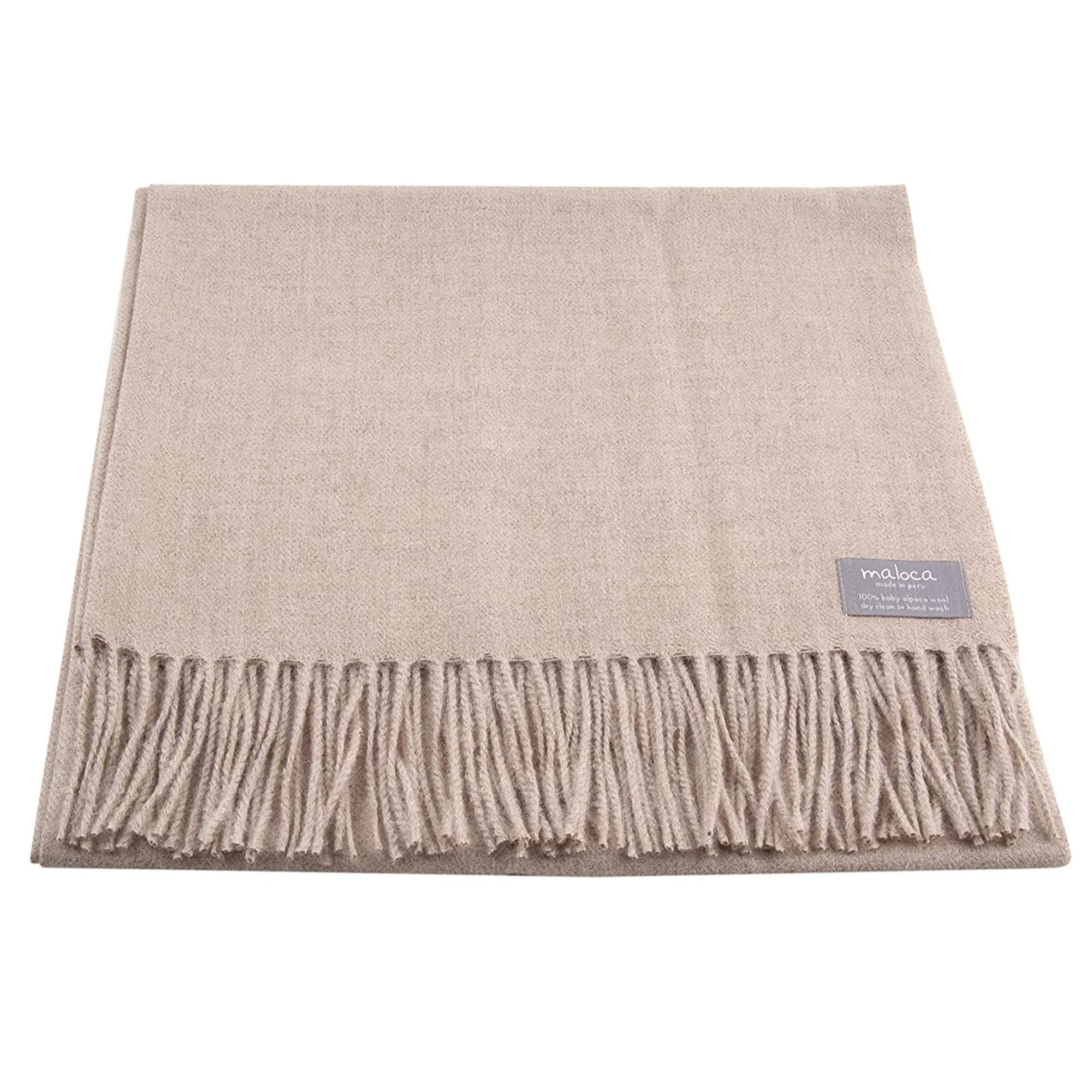 Maloca AlpacaMaloca Baby Alpaca Oversized Unisex Scarf -100% Royal Alpaca Wool Herringbone Weave - Ethically Sourced | Hypoallergenic | Softer & Warmer Then Wool | Very Limited Production | Oatmeal