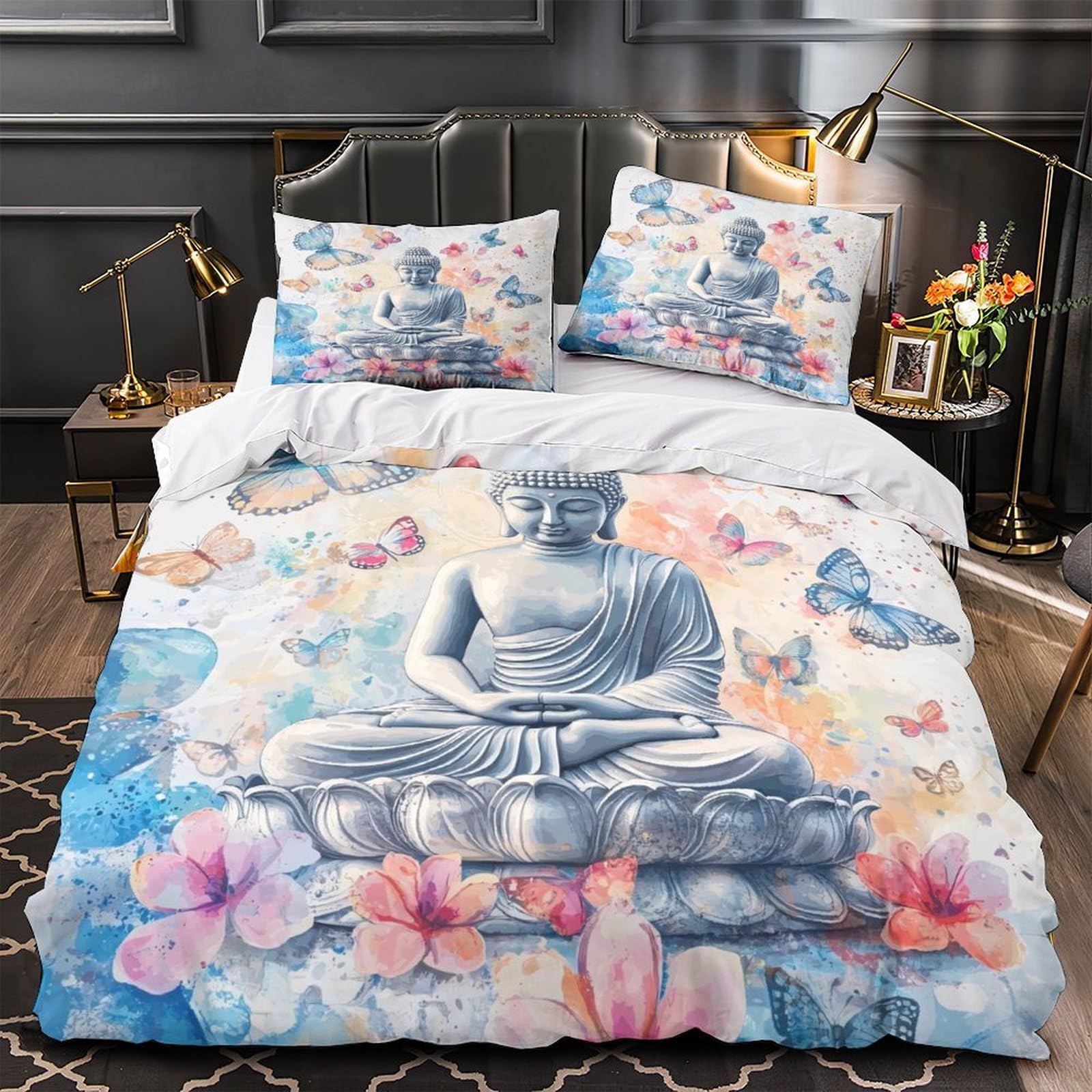 Housse de Couette Motif Nœud Papillon Lit Double 200x200