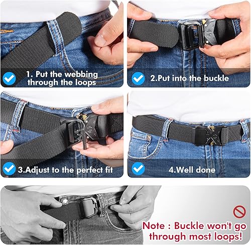 Miniatura 5 de Yardoor Cinturones tácticos para hombre, equipo de senderismo militar de 1.5 pulgadas, cinturón de trabajo de nailon con hebilla de liberación