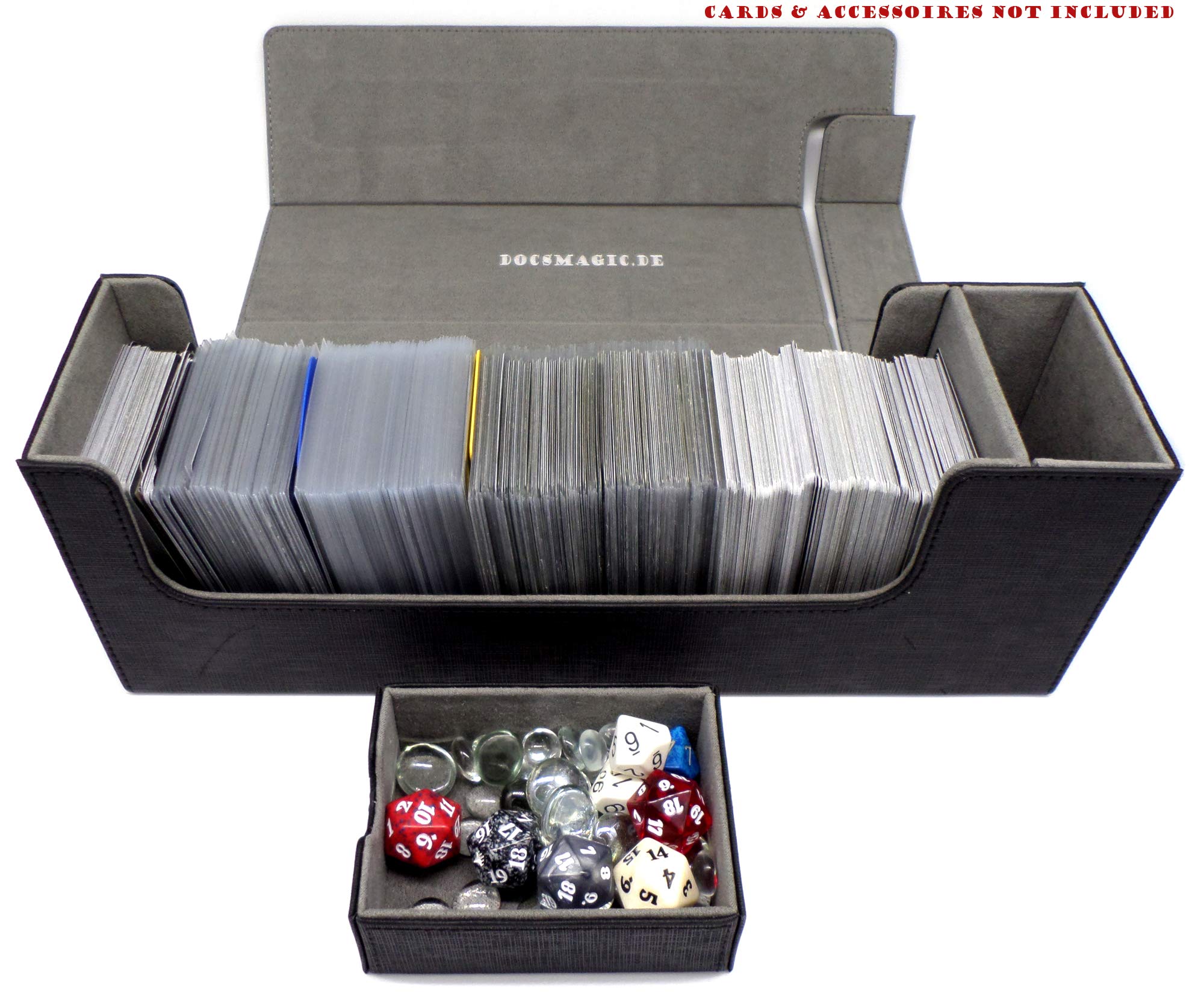 docsmagic.de Premium Magnetic Tray Long Box Black Medium + 3 Flip Boxes - Noir