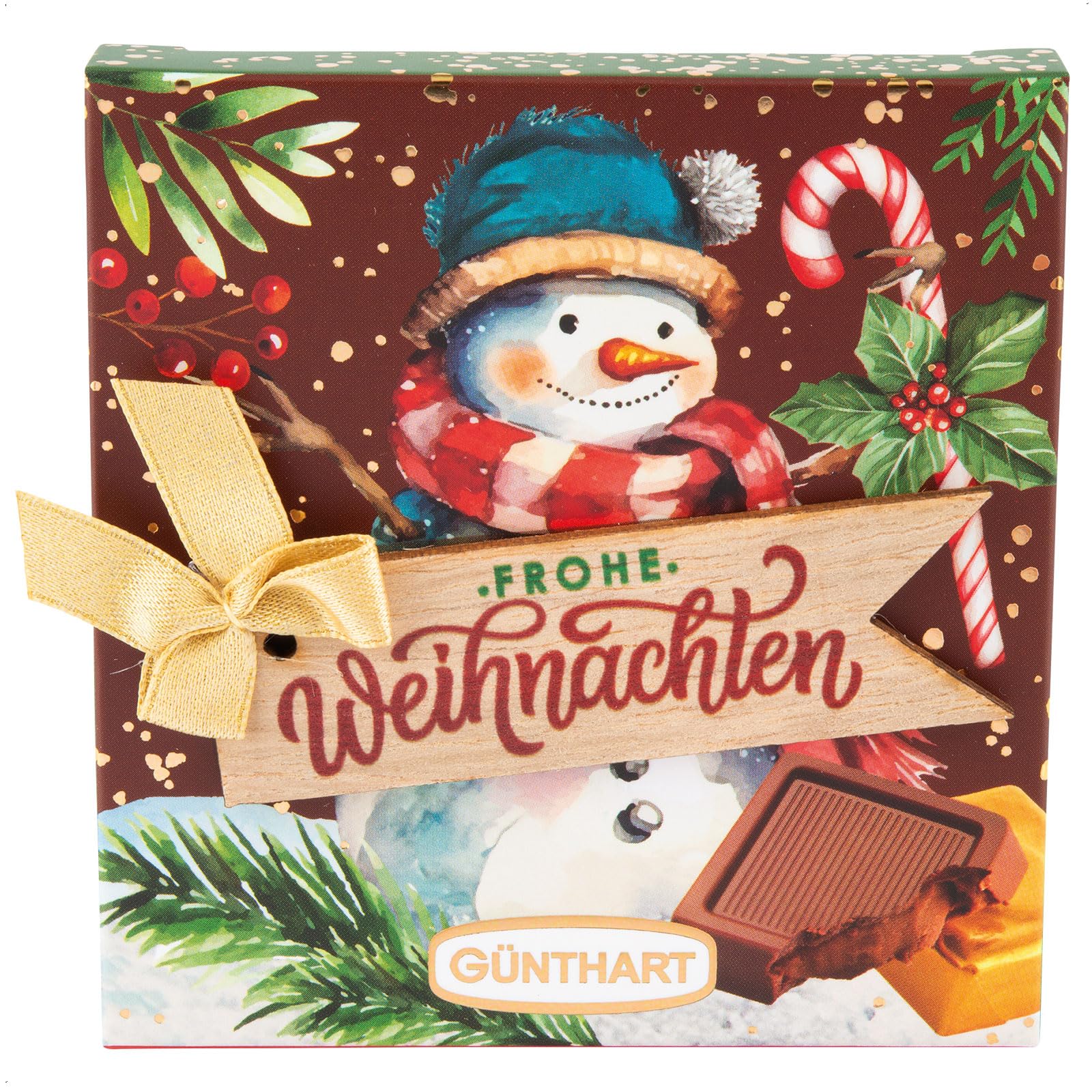 Günthart 30 Stück Pralinenpräsent mit Weihnachtsmotiven und feinen Carre-Pralinen, 1er Pack (1140 gr)
